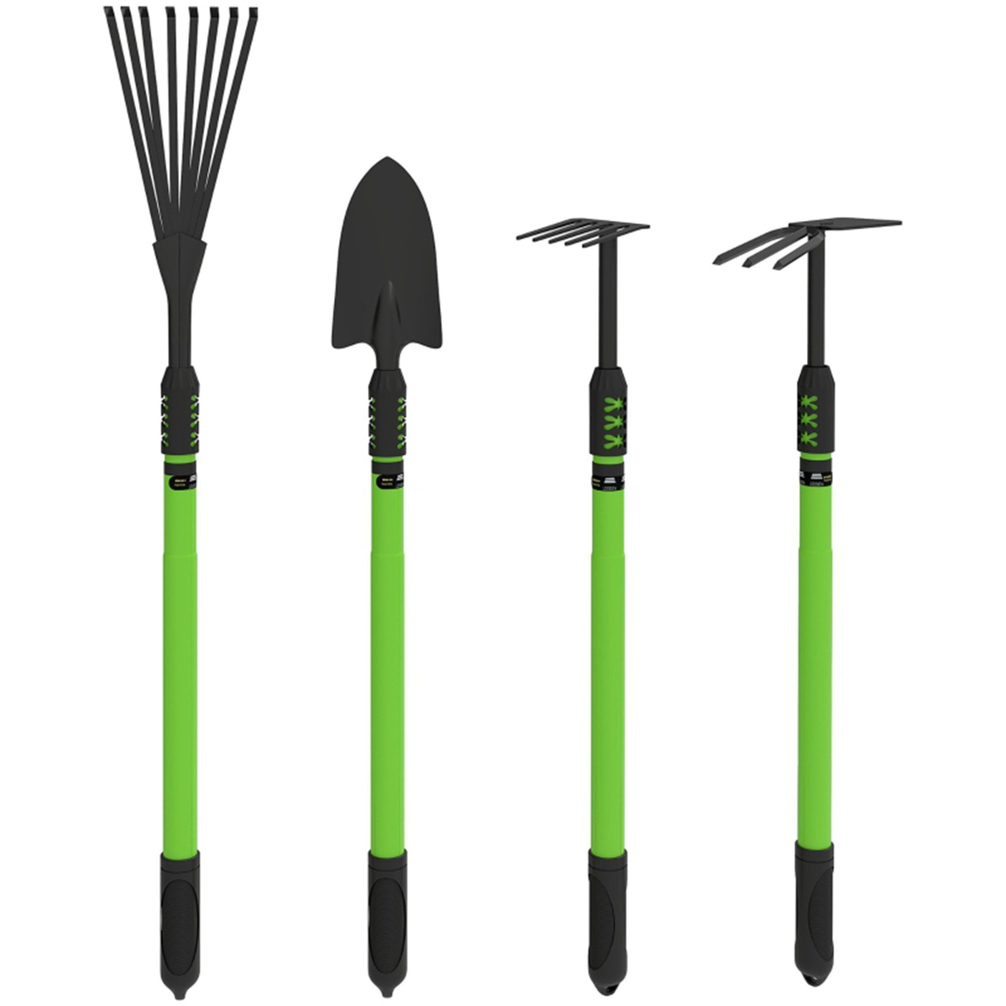 MC Star Gartenpflege-Set Gartenwerkzeug-Set 4 Stück Gartengeräte-Set mit Schaufel Gartenhacke, Gartenrechen Laubrechen, ideale Geschenk