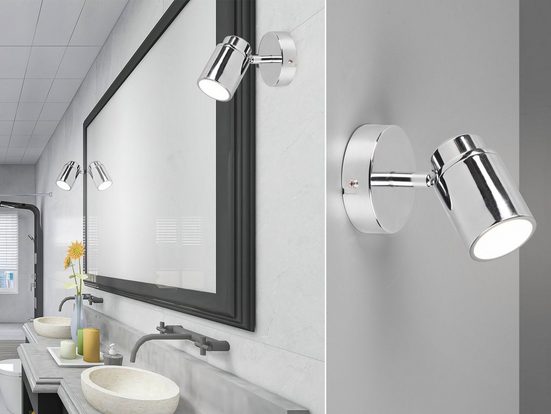 meineWunschleuchte LED Wandstrahler, innen, Badezimmer-Lampe für Gäste WC & Bad, Spiegelleuchten, Wand-Leuchten dimmbar, schwenkbar, Chrom