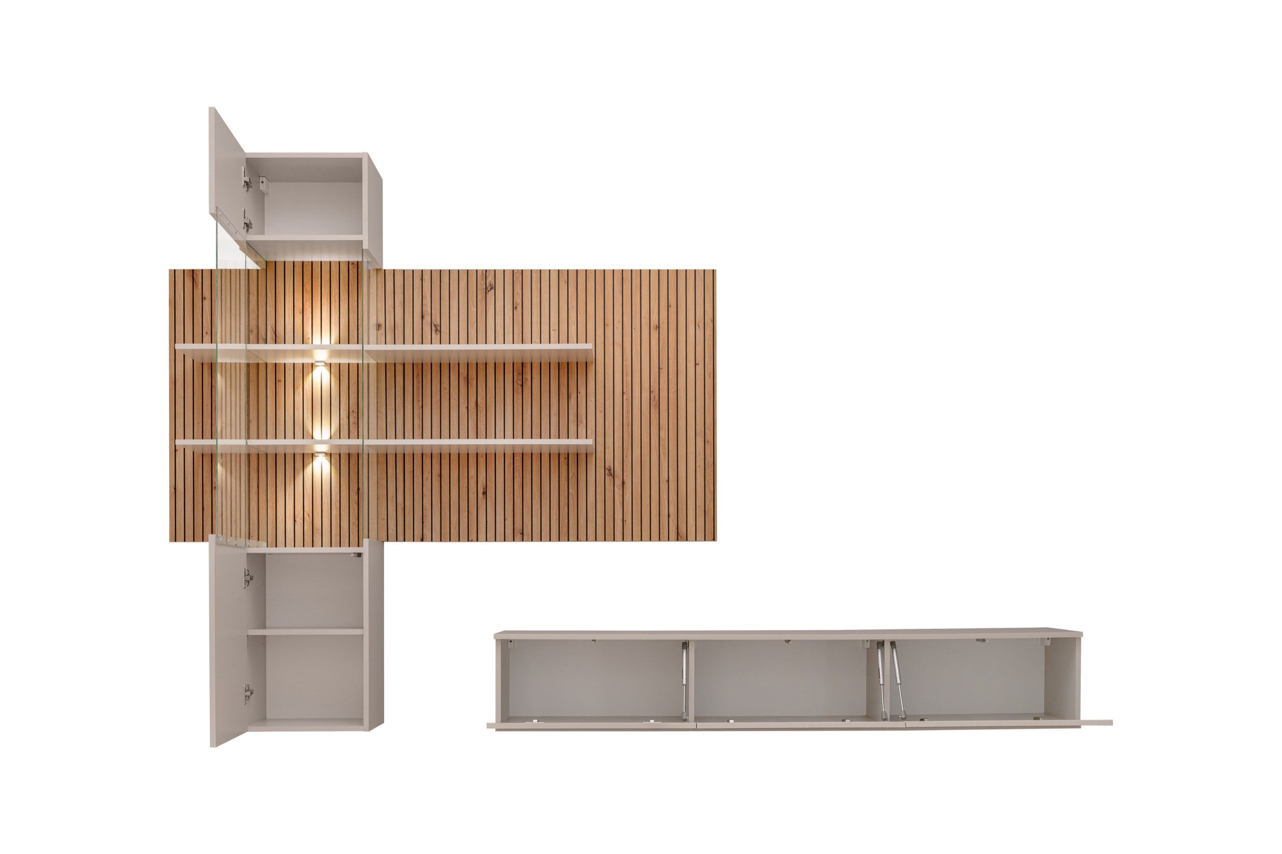 ASM-Moebel Wohnwand Wohnzimmer Schrankwand GUSTO LUX B mit Led B. Push - Click