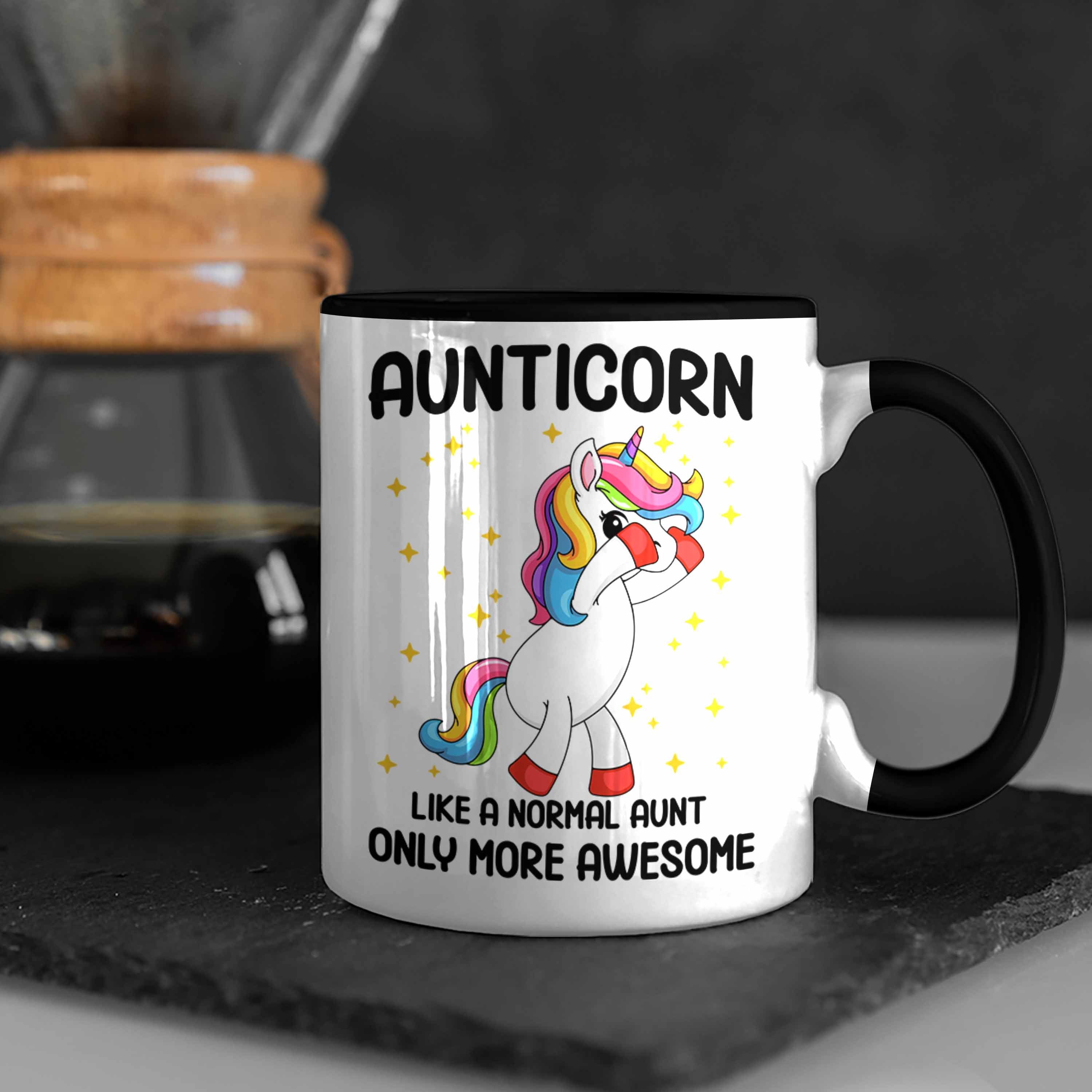 Geschenk Tante Beste Aunticorn Lustig Tasse Tante Geschenkidee Schwarz - Geschenk Tasse Trendation Trendation Kaffeetasse