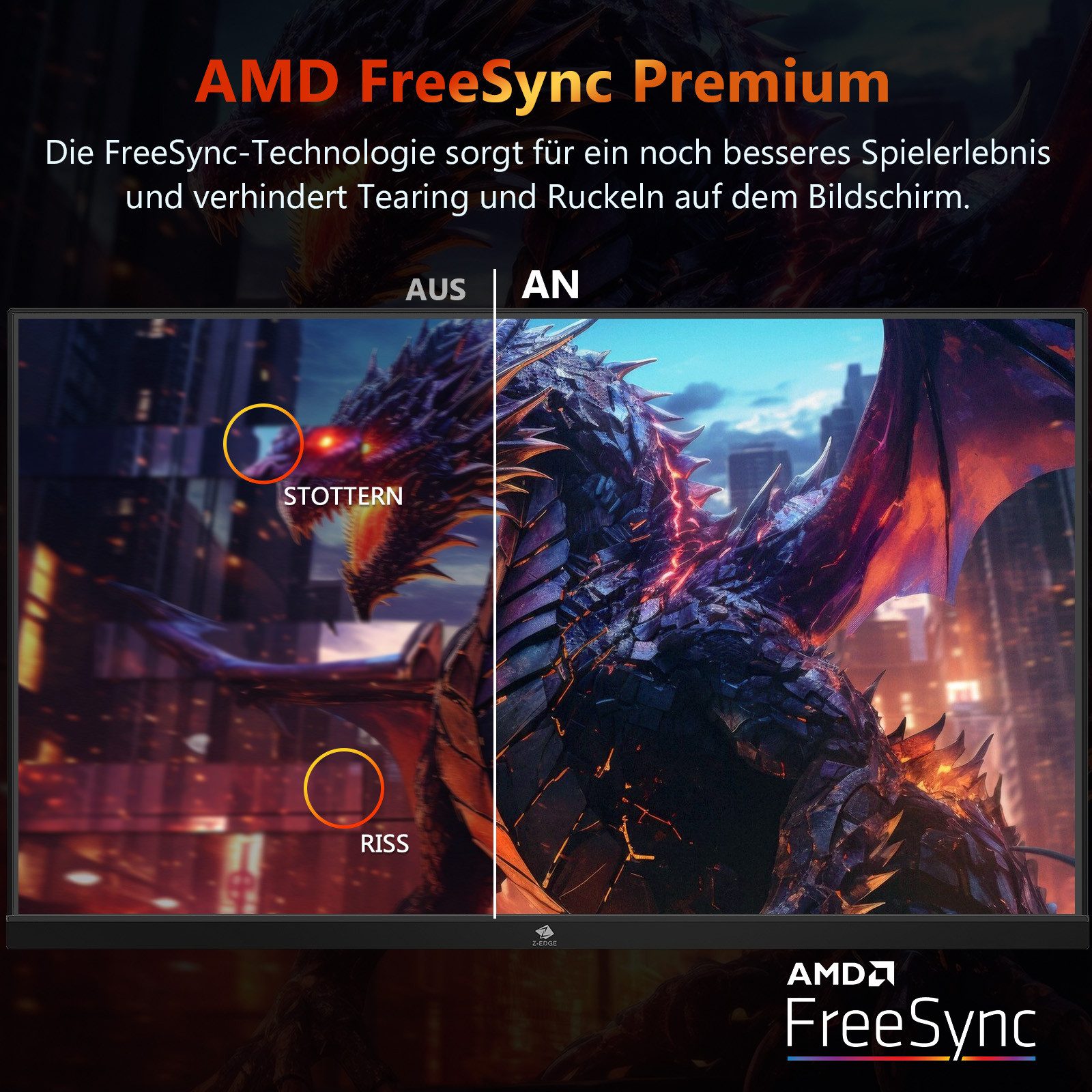 Z-EDGE 25 Zoll Monitor, 240 Hz, 1 ms MPRT, Full HD VA‑Panel Gaming-Monitor (63,5 cm/25 ", 1920 × 1080 px, Full HD, 1 ms Reaktionszeit, 240 Hz, VA‑Panel, Rahmenloser Bildschirm mit FreeSync, Augenschutz & VESA‑Kompatibilität)