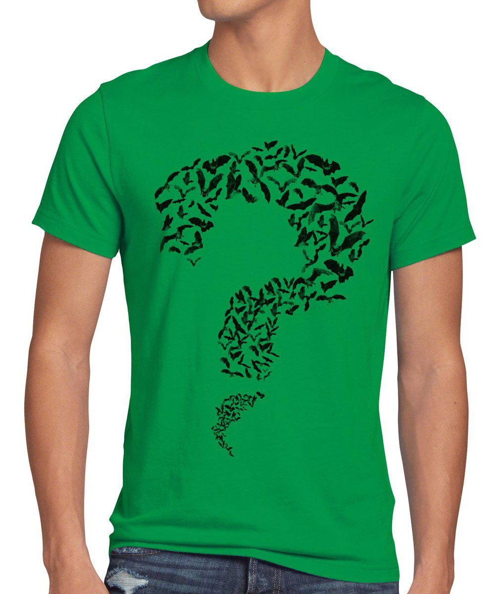 style3 Print-Shirt Herren T-Shirt Question Fledermaus Dark Bat superheld Man Knight Joker Riddler grün