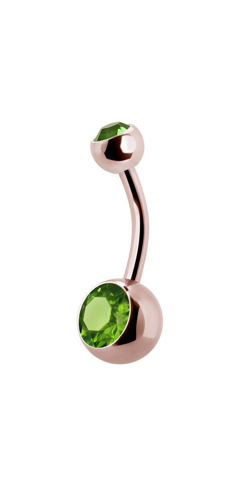 Karisma Bauchnabelpiercing Body Double Jewelled Bananabell Titan G23 Roségold 5/8mm, Kristall Farbwahl