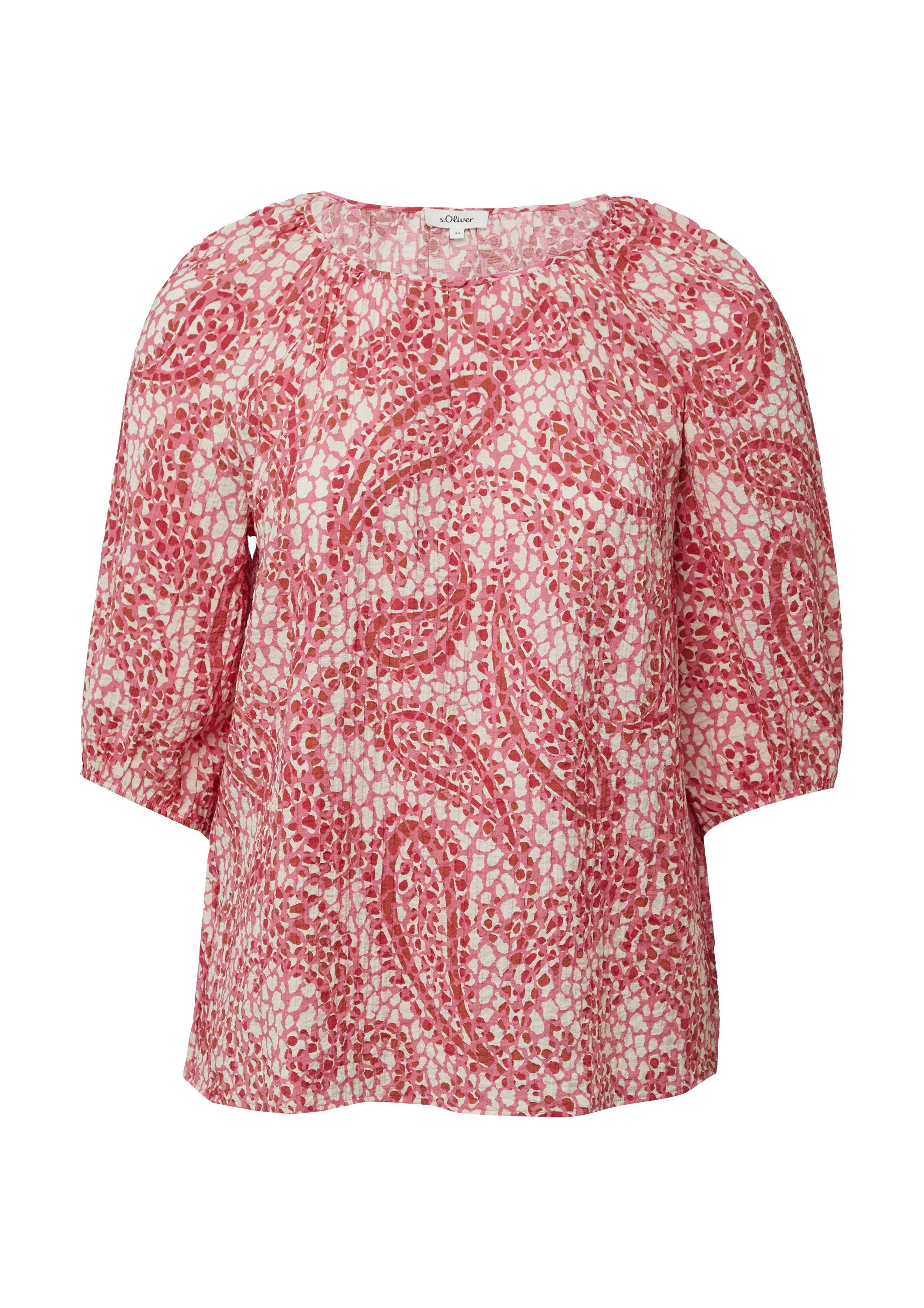 s.Oliver Kurzarmbluse Bluse Strukturierte Relaxed-Fit-Bluse mit günstig online kaufen