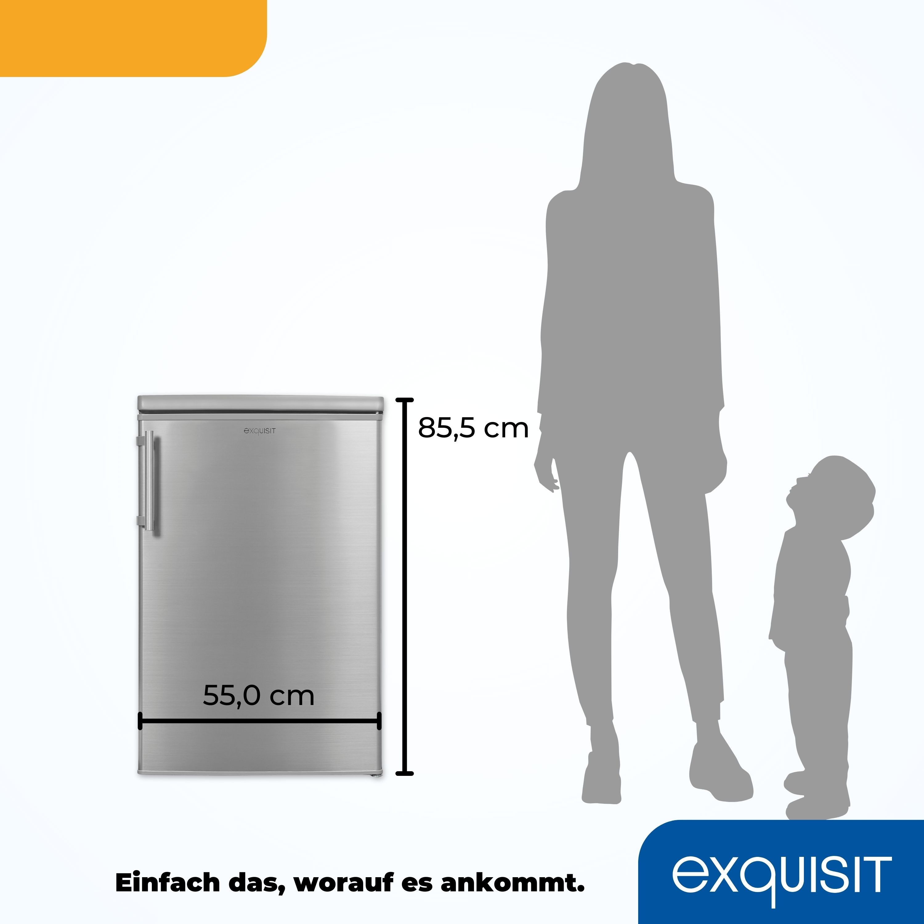 exquisit Kühlschrank KS16-V-H-040E inoxlook, 85,5 cm hoch, 55 cm breit, 127 L Volumen