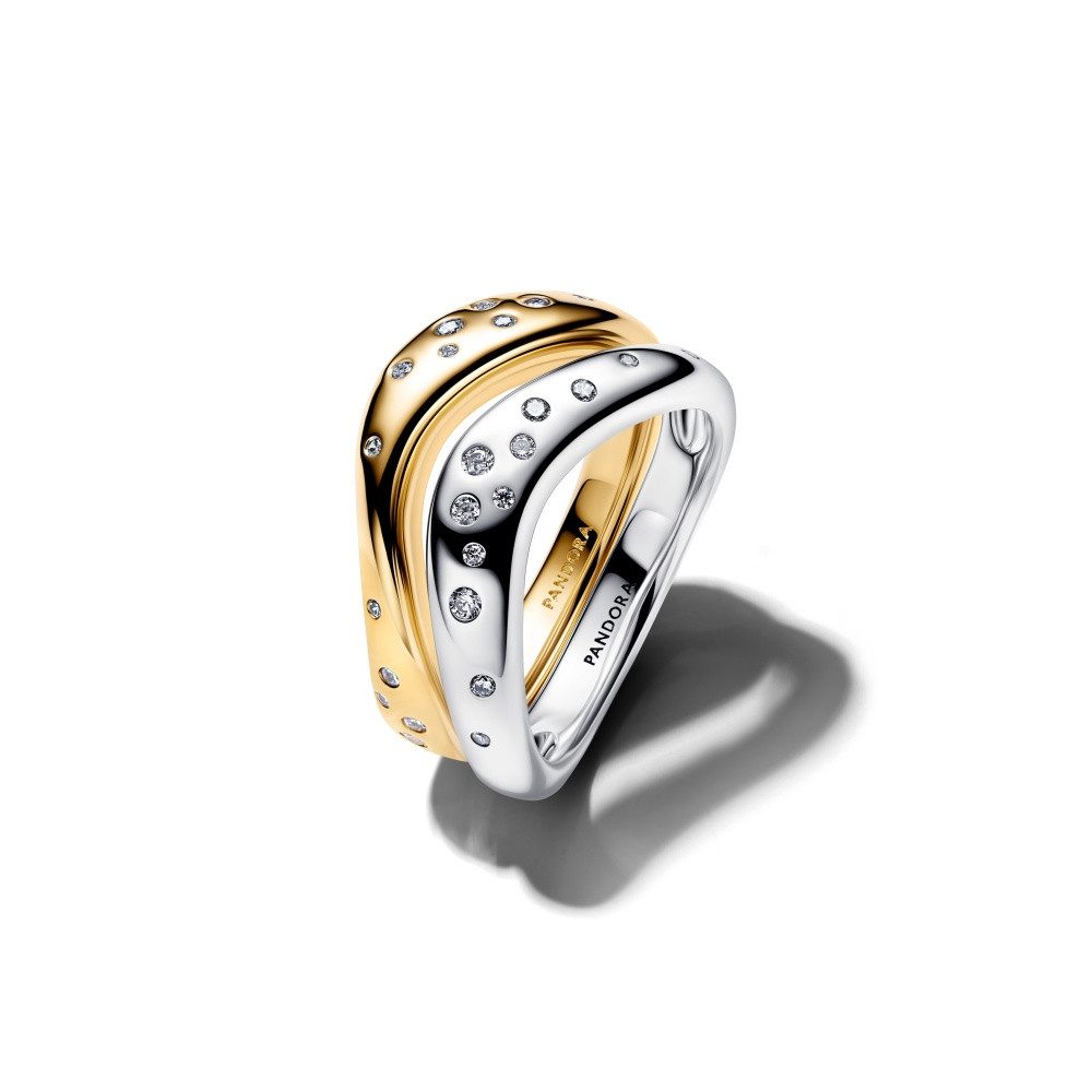 Pandora Fingerring Pandora Essence Stapelbare, organisch geformte, zweifarbige Ringe 1646 (1-tlg)
