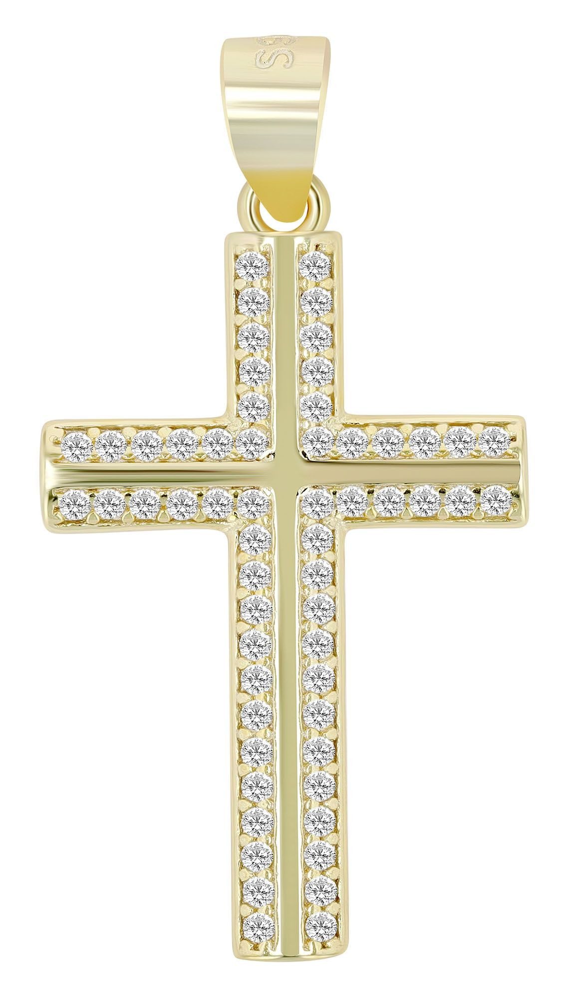 Kettenanhänger Anhänger – Kreuz Kreuzanhänger aus 925 Silber mit Zirkonia