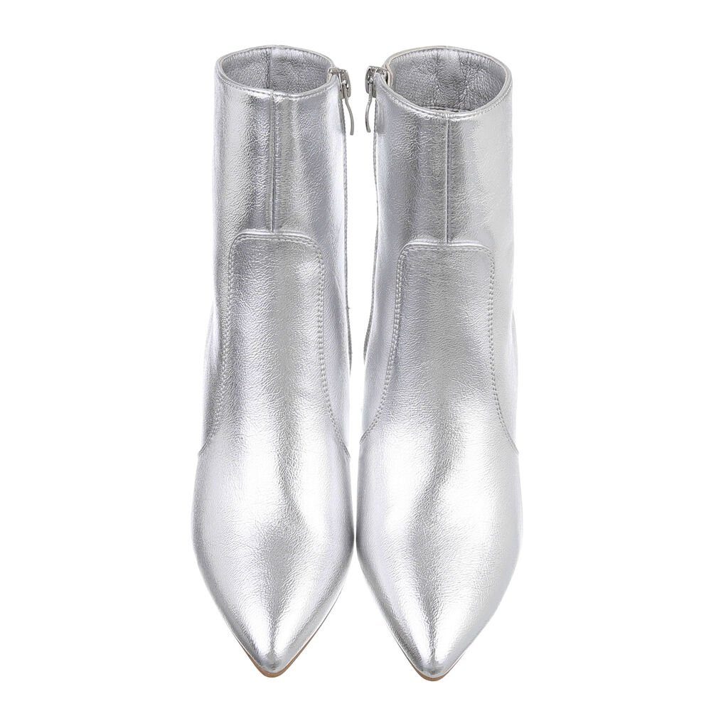 Ital-Design Damen High-Heel Clubwear & Pfennig-/Stilettoabsatz Silber in Party High-Heel-Stiefelette Stiefeletten