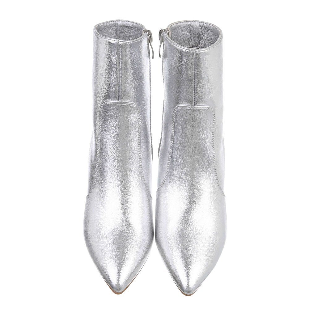 Ital-Design Elegante Ankle Boots für Damen mit hohem Absatz High-Heel-Stiefelette (84463238) Pfennig-/Stilettoabsatz High-Heel Stiefeletten in Silber – Bild 4 von 4