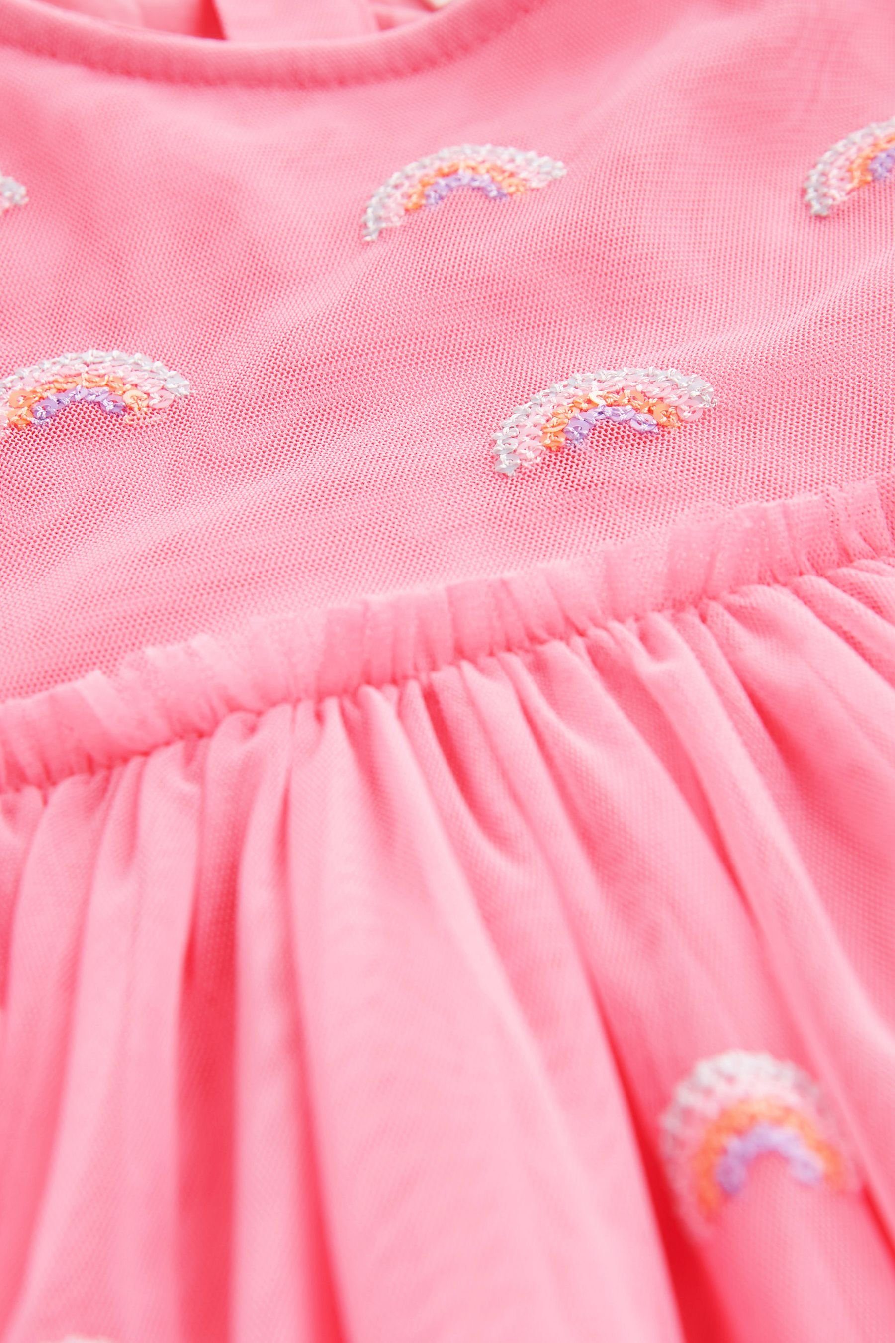 (1-tlg) Pailletten Next Pink mit Kurzärmeliges Partykleid Partykleid