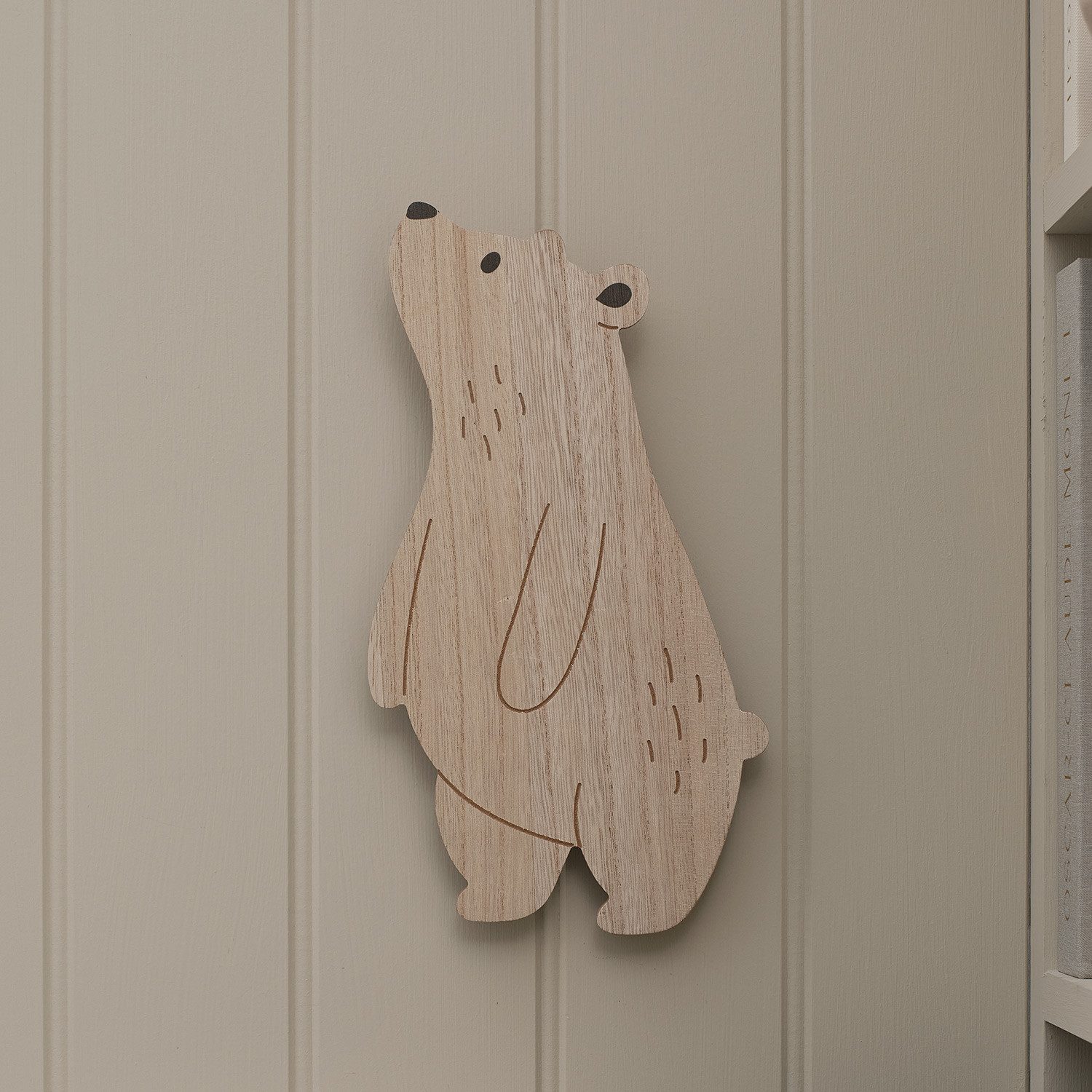 Lights4fun LED Wandleuchte Neugieriger Bär Wandlampe fürs Kinderzimmer mit Fernbedienung in Warmw