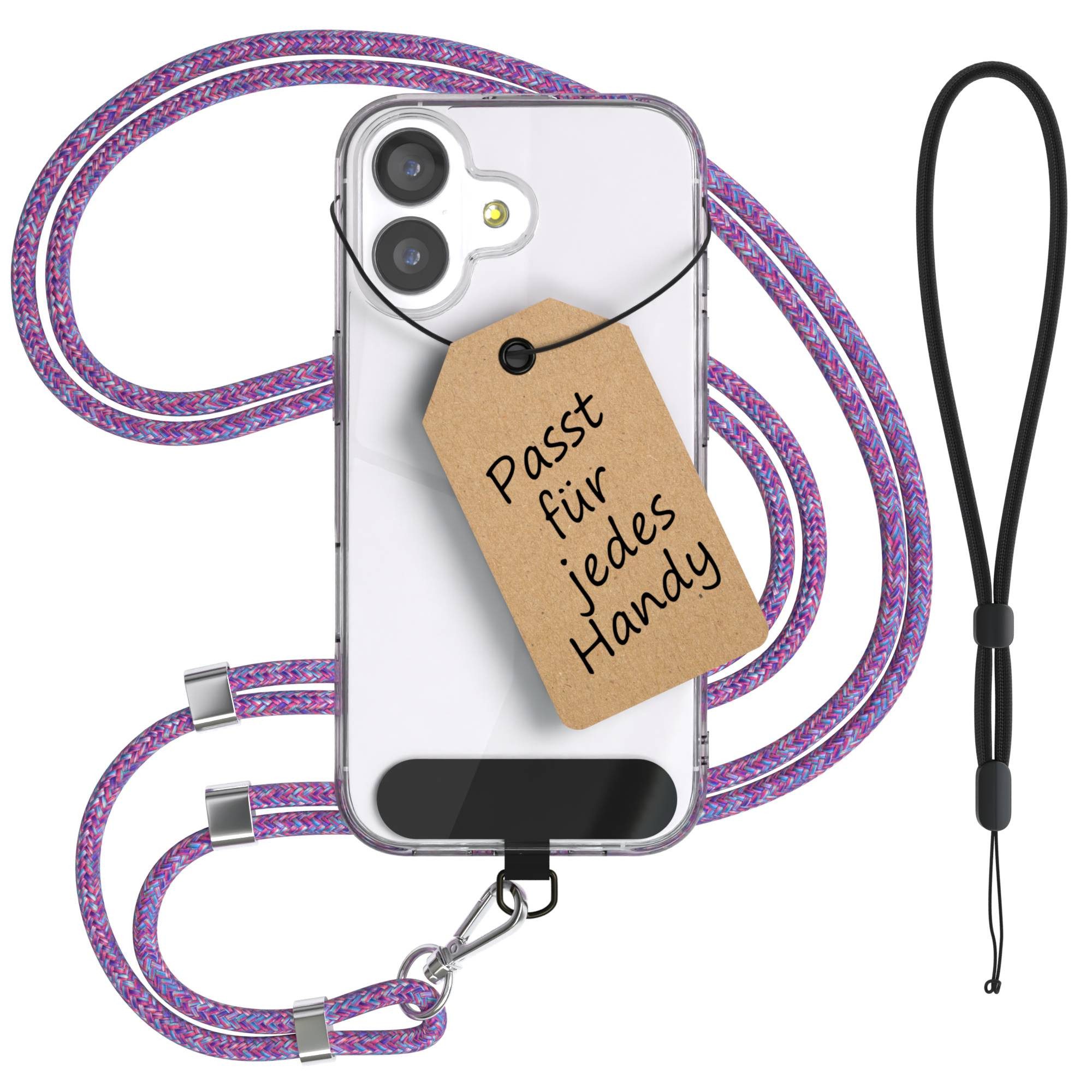 EAZY CASE Handykette Universal Handykette für alle Modelle zum Umhängen, Kordel für Handyhülle Festival Cross Bag Band Handy Cover Violett Lila