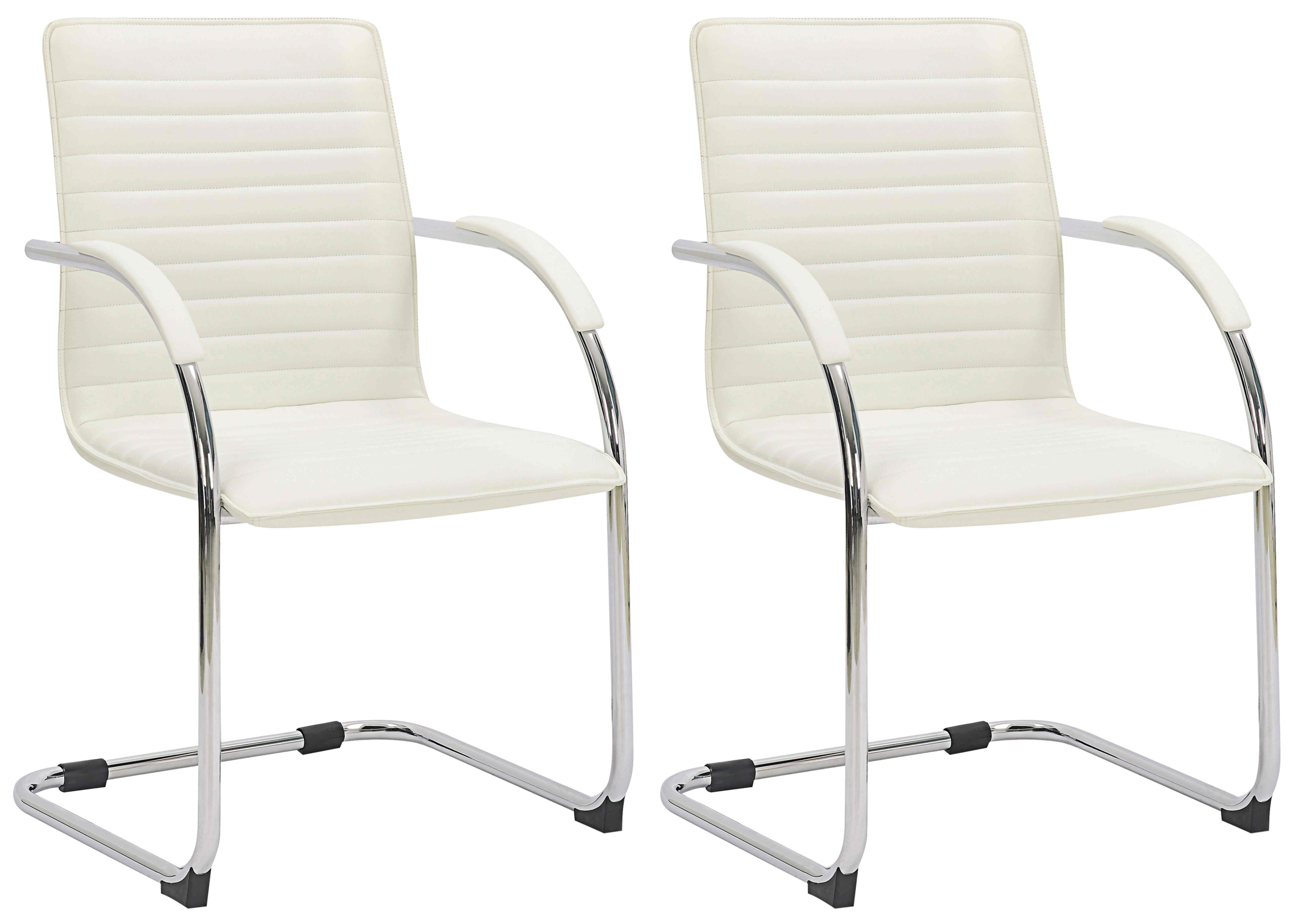 furnicato Besucherstuhl Kunstleder Hocker 60x56x95 cm creme (1 St)