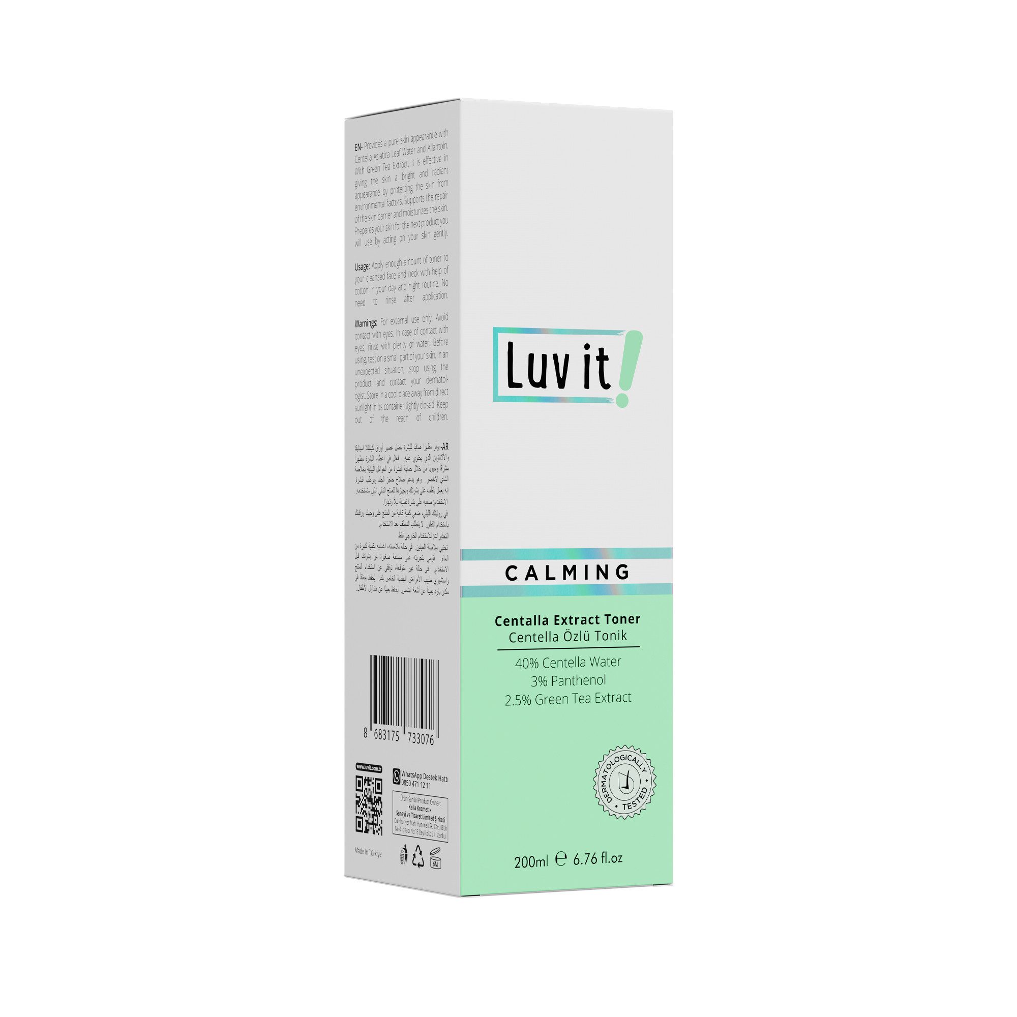 Luv it! Gesichtswasser Centella Toner Calming, Beruhigendes Gesichtstonikum mit 40% Centella