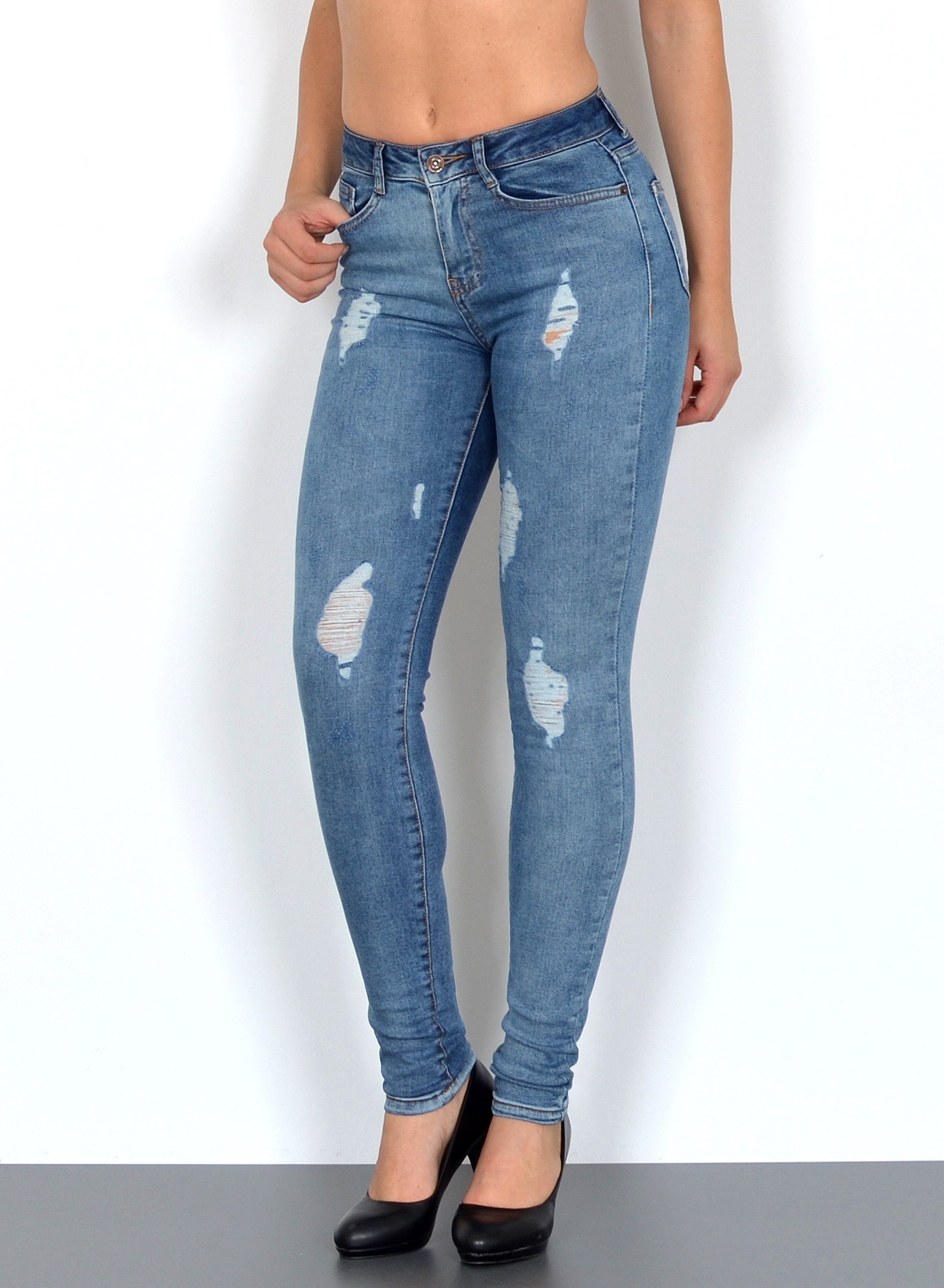 ESRA Skinny-fit-Jeans S600 Damen Skinny Fit Jeans Hose High Waist bis Überg günstig online kaufen