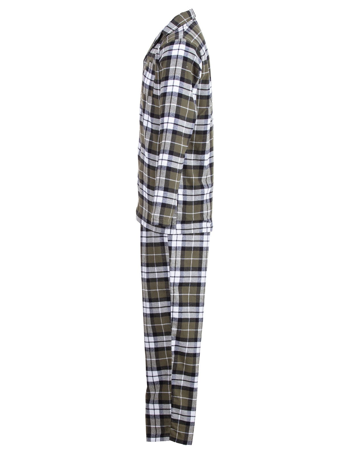 Henry Terre Pyjama Kent Langarm - Karo Look Hemdkragen durchgeknöpft Tartan Holzfäller – Bild 2 von 5