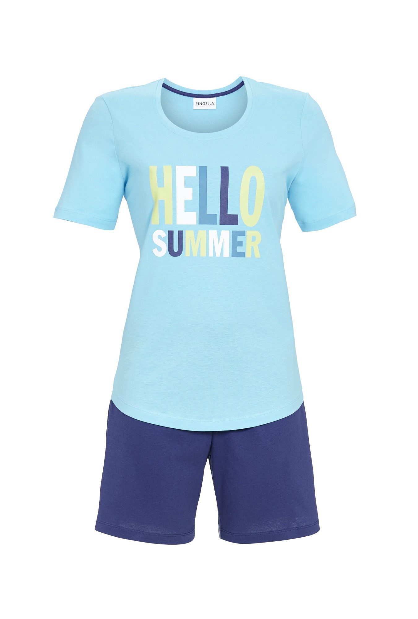 Ringella Shorty, Oberteil mit Letterprint und unifarbige Shorts (2 tlg)