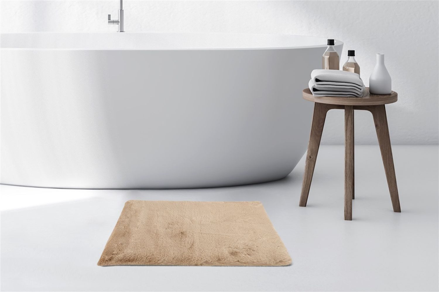 Teppich Boss Hochflor-Teppich Hochflor Teppich Badematte Robert 425 - Beige, rechteckig, Höhe: 35 mm