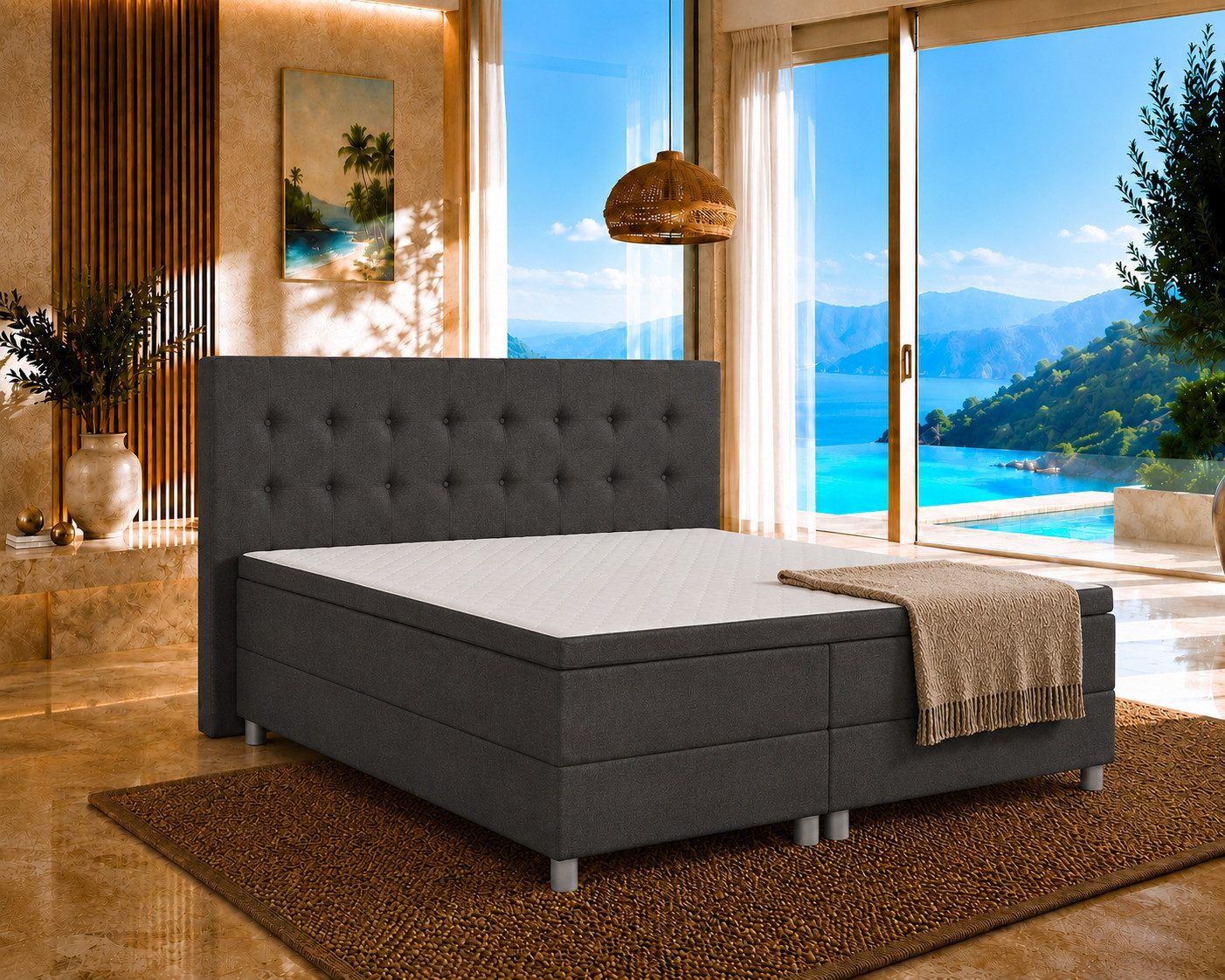 Best for Home Boxbett Neo Sawana Komfortable Bonellfederkernmatratze mit 5 cm Topper (Komplettbett, 4-St., 90x200 120x200 140x200 160x200 180x200 200x200), 7-Zonen-Bonnellfederkernmatratze, ergonomischer Schlafkomfort