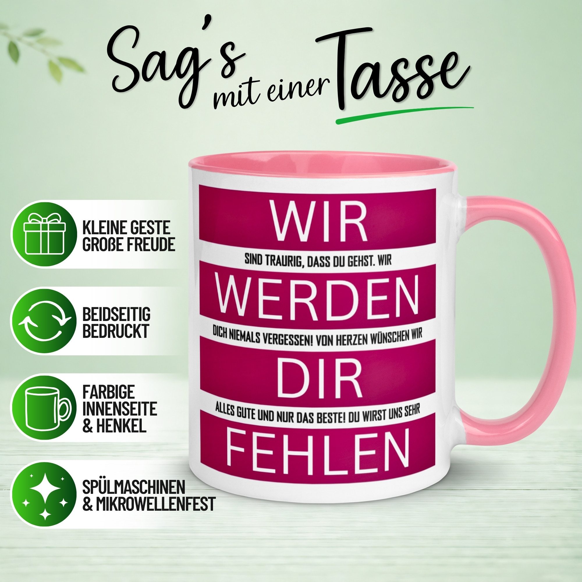 Momentals Tasse Abschiedsgeschenk Kollegen – „Du wirst uns Fehlen“ – Abschied Kollegin, Gratis Versand · Links-&Rechtshänder · Spülmaschinenfest