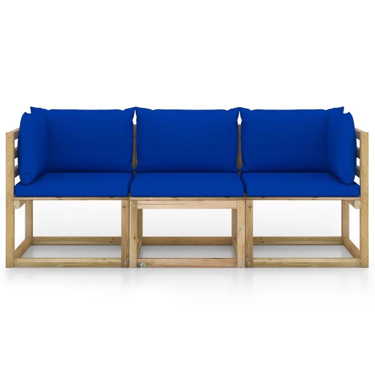 % blauen mit aus Big-Sofa 100 Polyester Kissen. 3-Sitzer-Gartensofa Polsterung DOTMALL