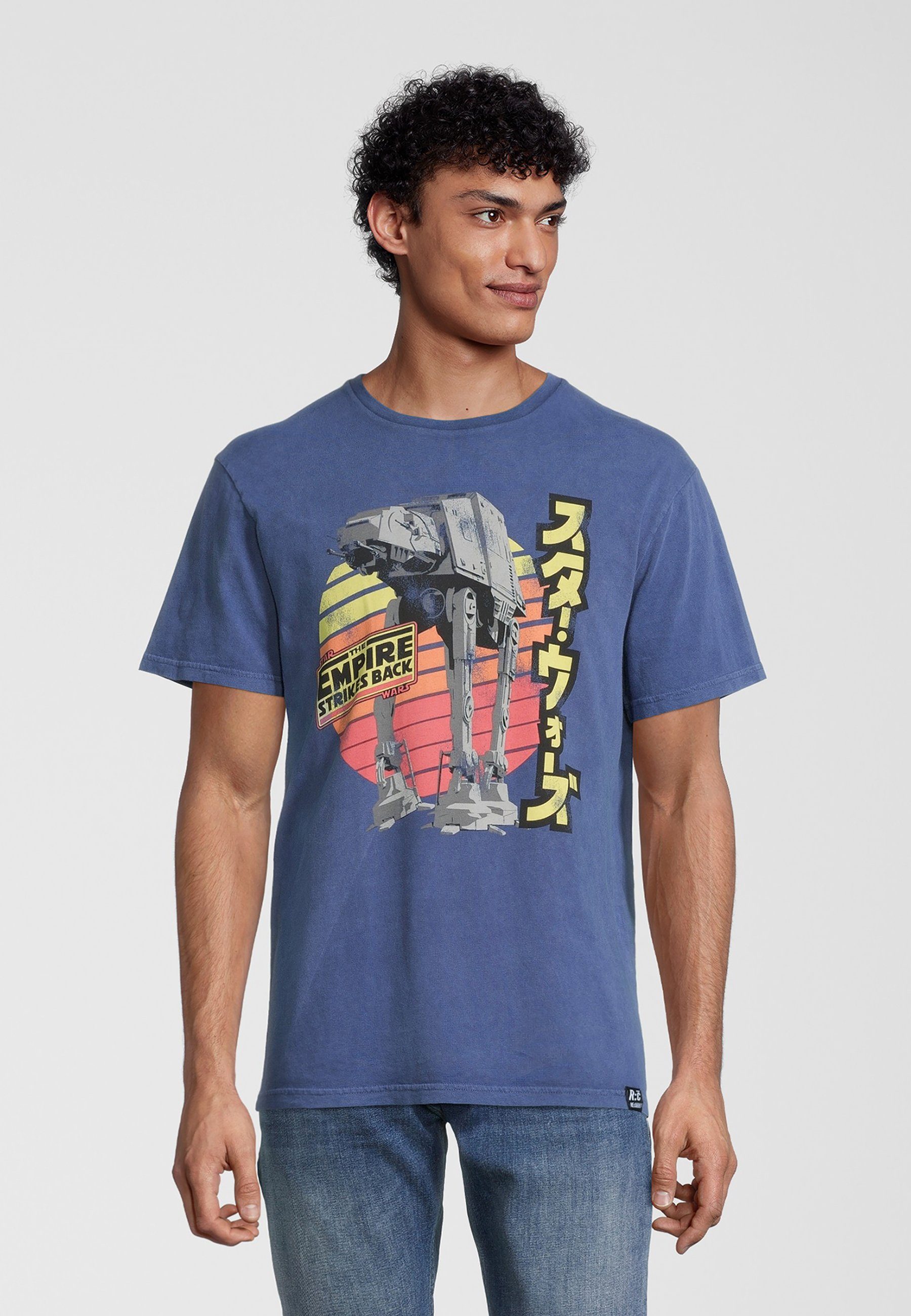 Recovered T-Shirt Star Wars Empire Retro Back Blau Strikes AT-AT