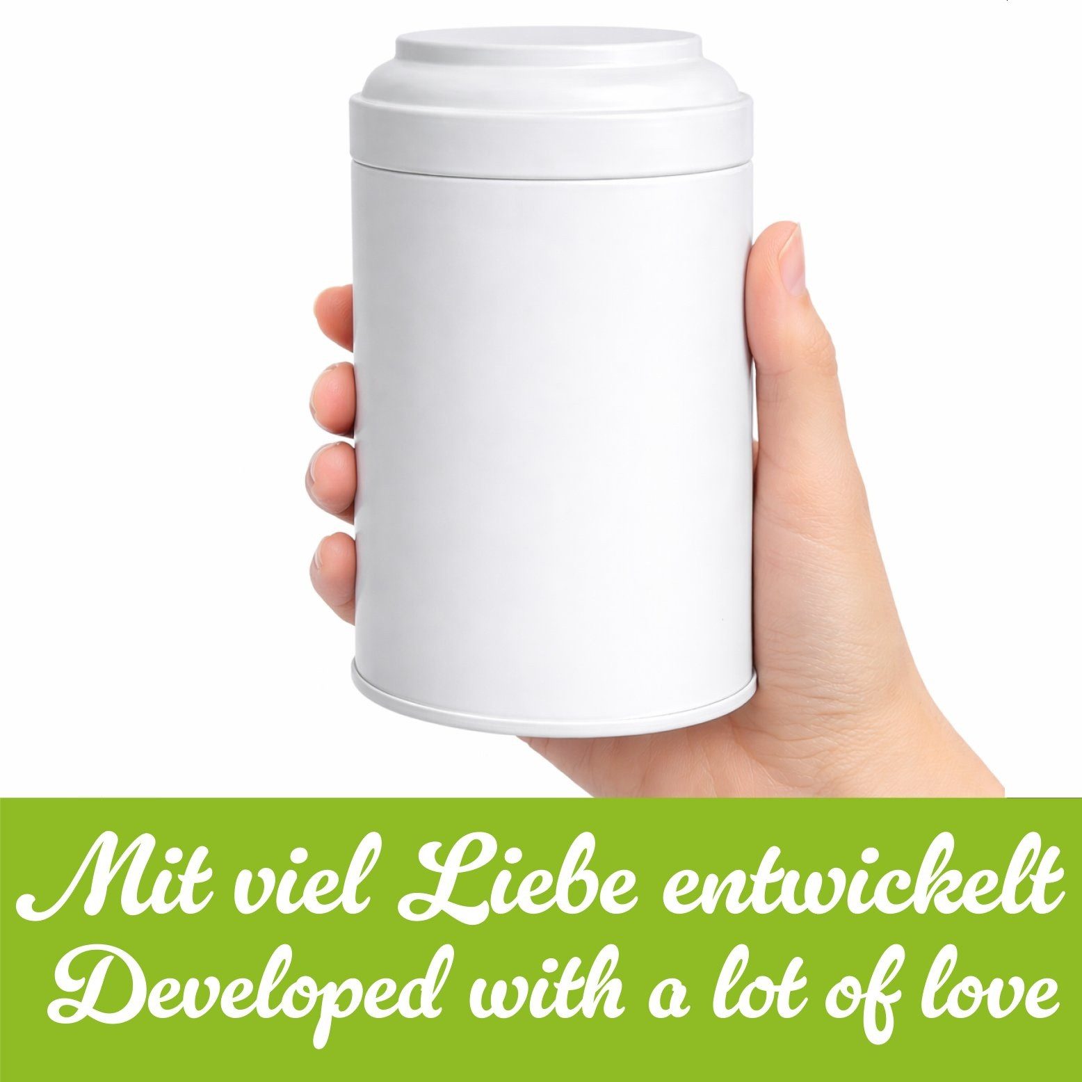 Goodwei Teedose Klassische Teedose aus Metall (250 ml) mit traditionellem Design, weiß, Weißblech, (3-tlg) – Bild 5 von 5