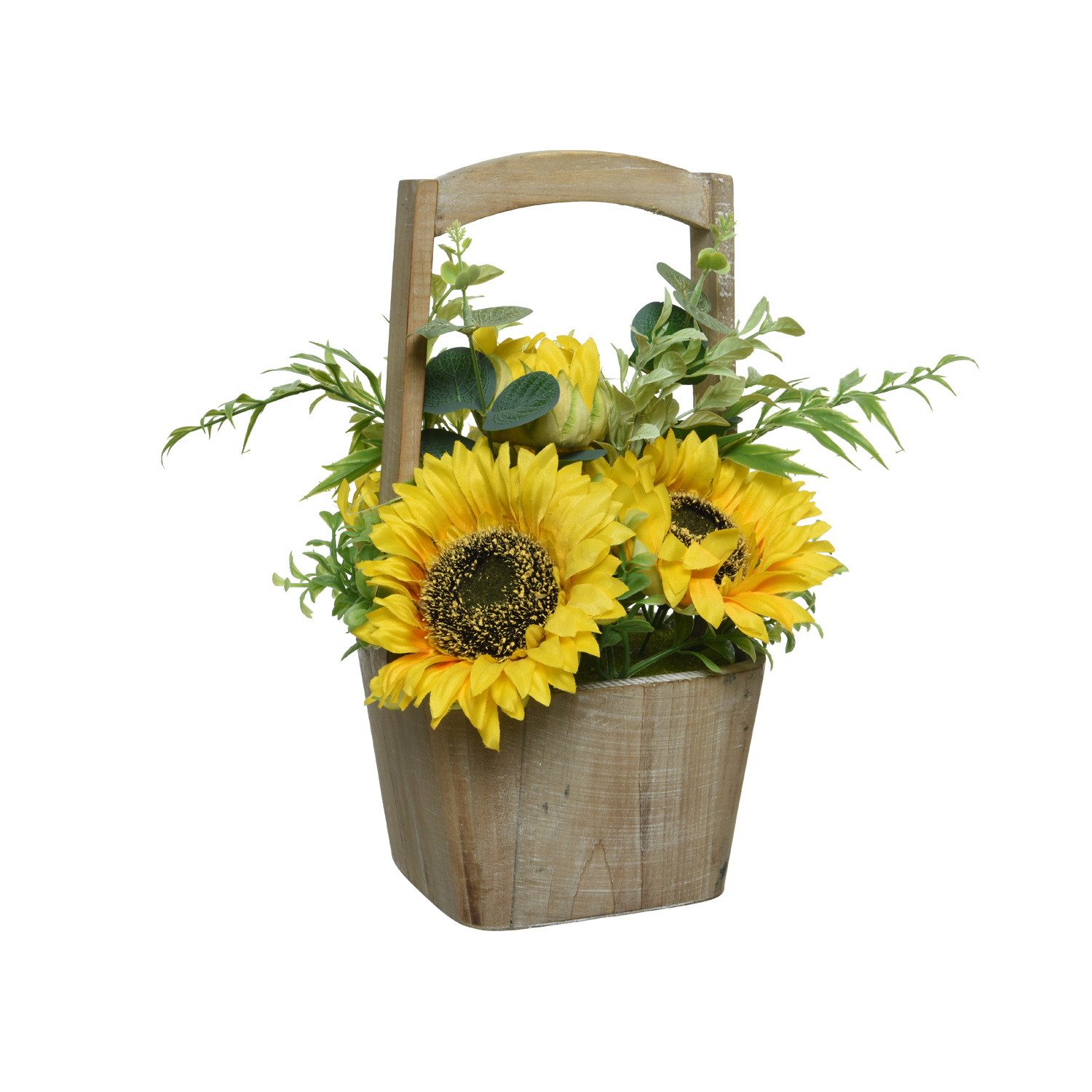 Kunstblume Sonnenblumen im Topf Kunstblumen Topfpflanze Dekoblumen H: 31cm gelb, MARELIDA, Höhe 31 cm