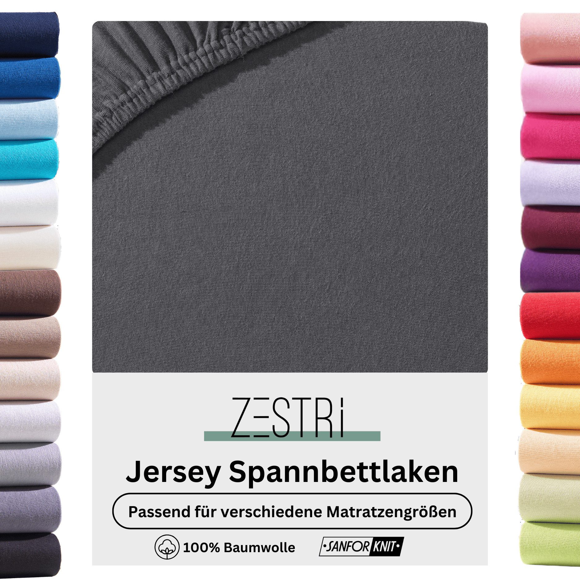 Zestri Spannbettlaken Jersey für normale Matratzen, Boxspringbett, Wasserbe günstig online kaufen