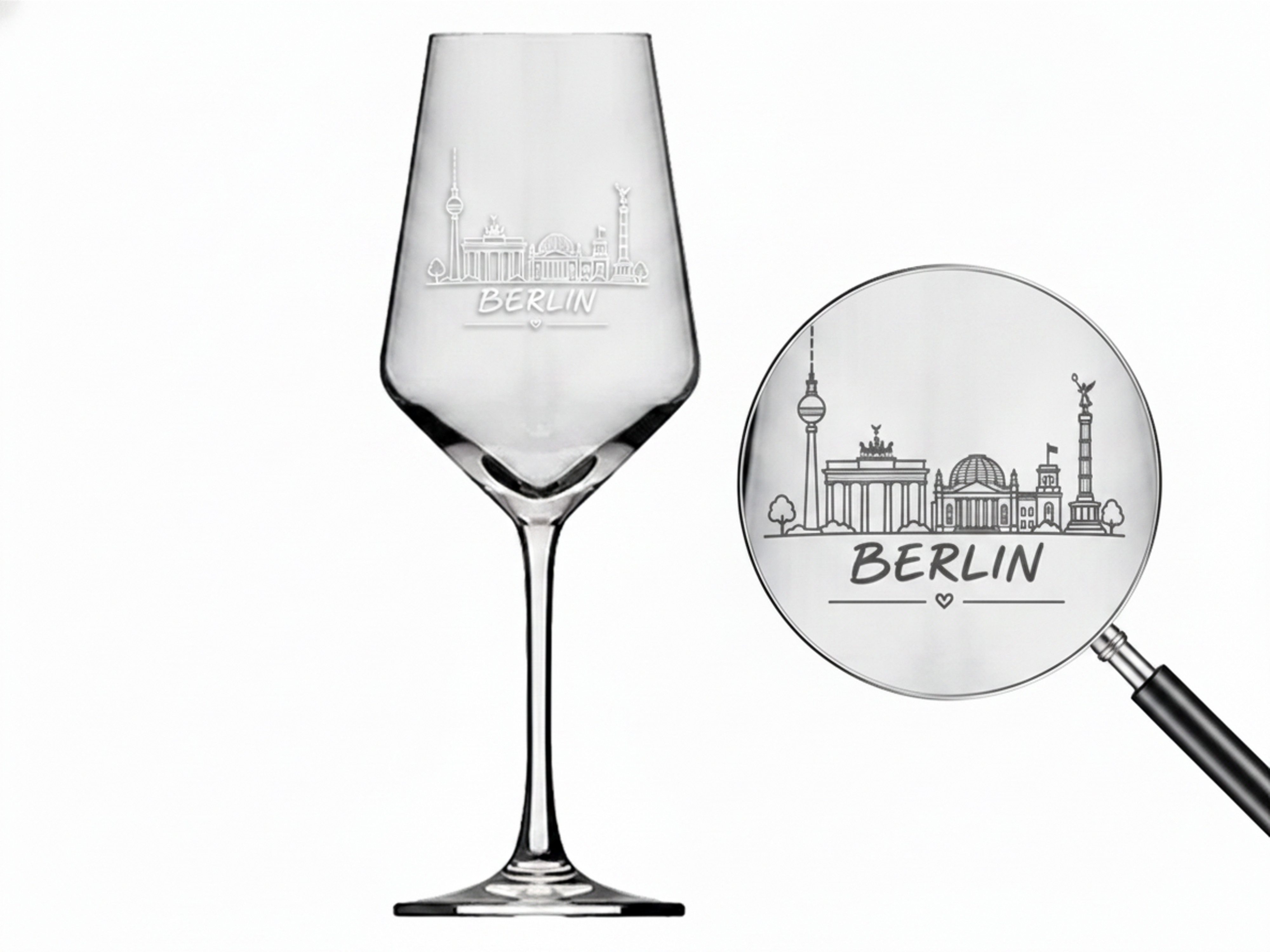 Valhalla Weinglas Graviertes Weinglas Berlin 350ml spülmaschinenfest, 1-tlg., Glas, Atemberaubende Darstellung