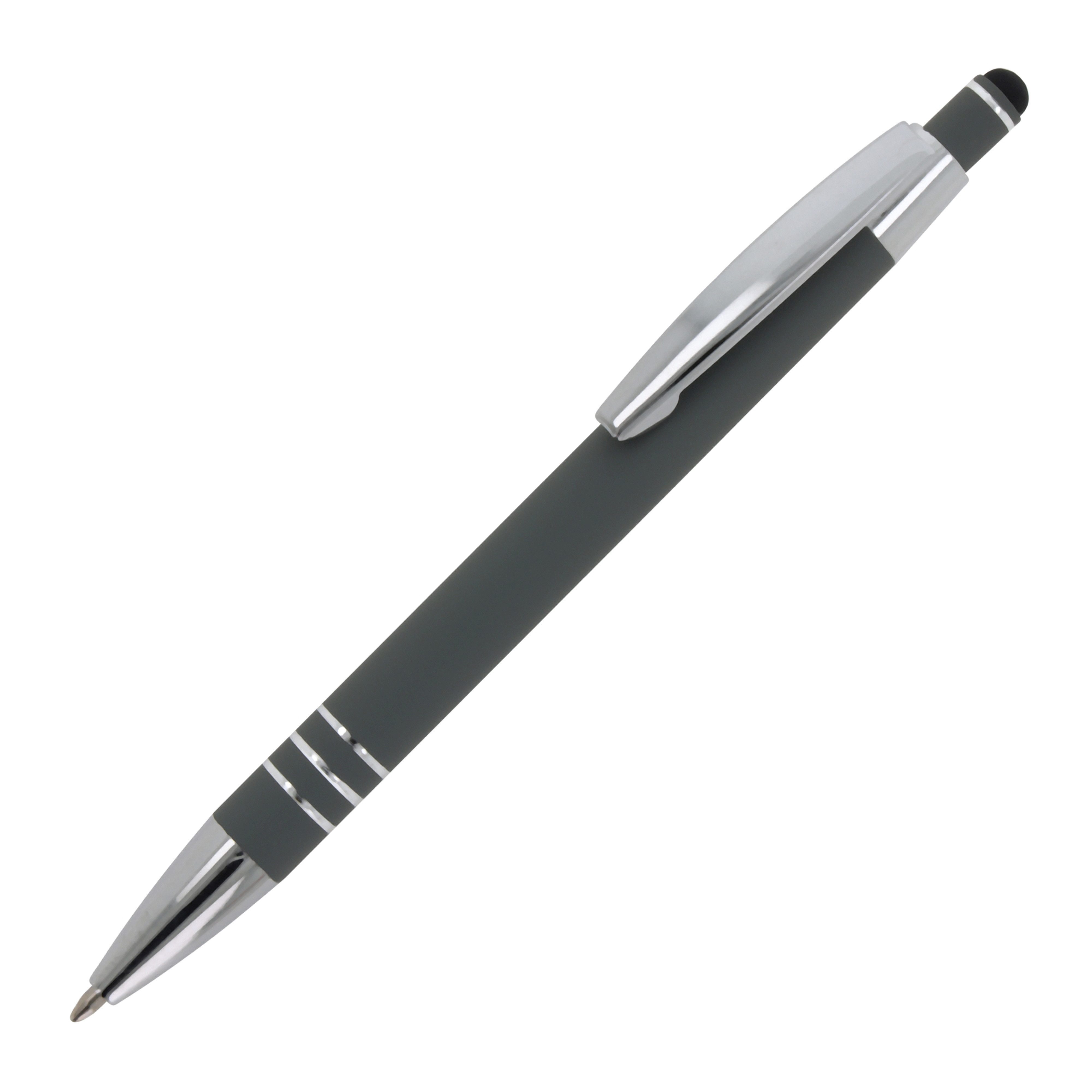 TOPPOINT Kugelschreiber Touchpen Kugelschreiber / aus Metall / mit Soft-Touch / Farbe: grau