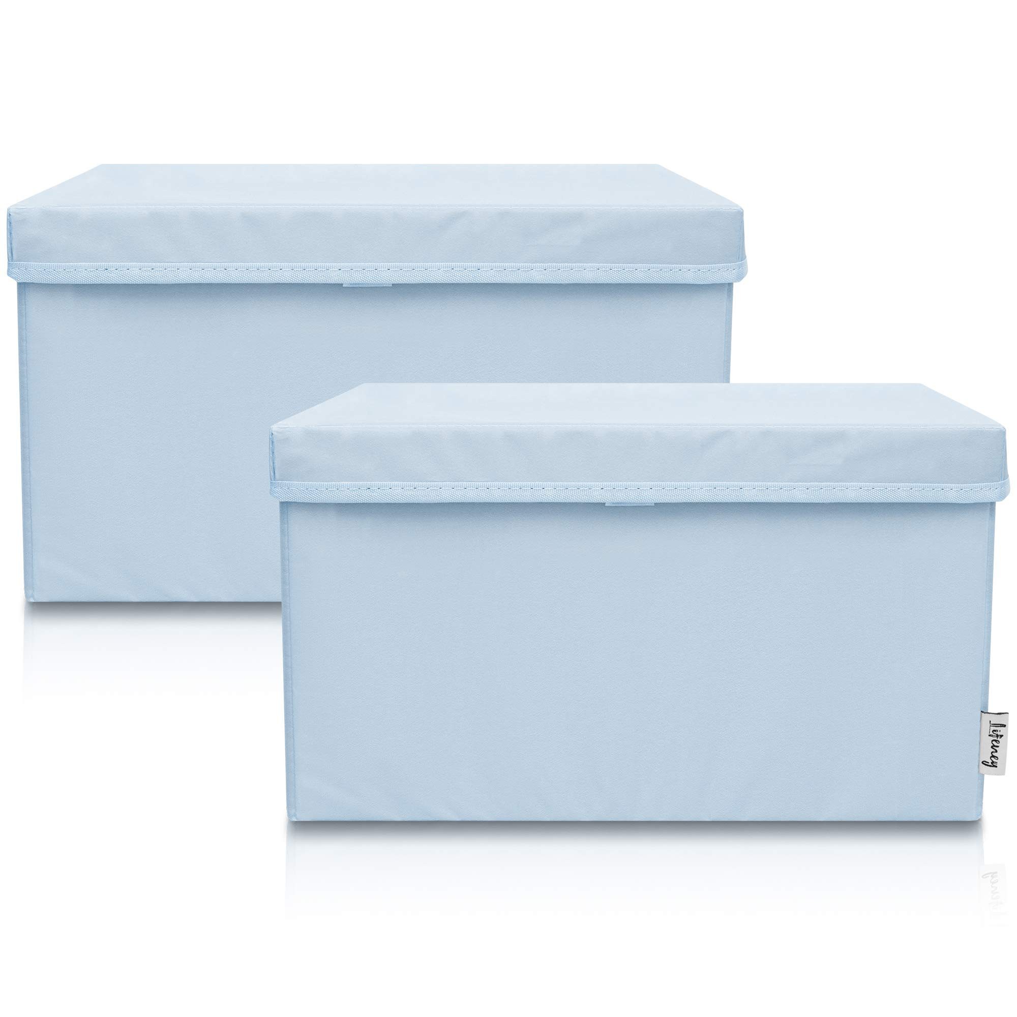 Lifeney Aufbewahrungsbox Aufbewahrungsbox Kinder 37x25x21cm, 2er-Set für Kinderzimmer, Hellblau, geeignet für Wohnbereich
