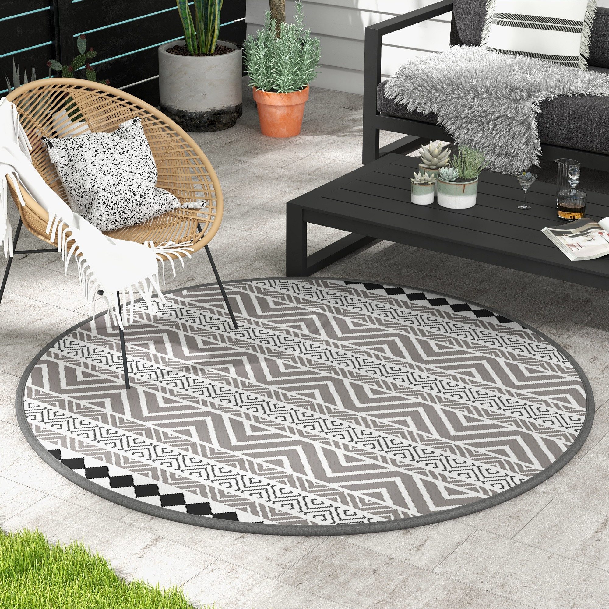 Outsunny Outdoorteppich Wendeteppich mit Tragetasche, wasserdichte günstig online kaufen