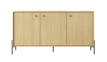 Furnix Wohnwand SCANDINAWA Mediawand 1572D3S Highboard, TV-Schrank, Kommode Eiche, hochwertig, B370,8 x H123,4 x T39,5 cm, made in EU