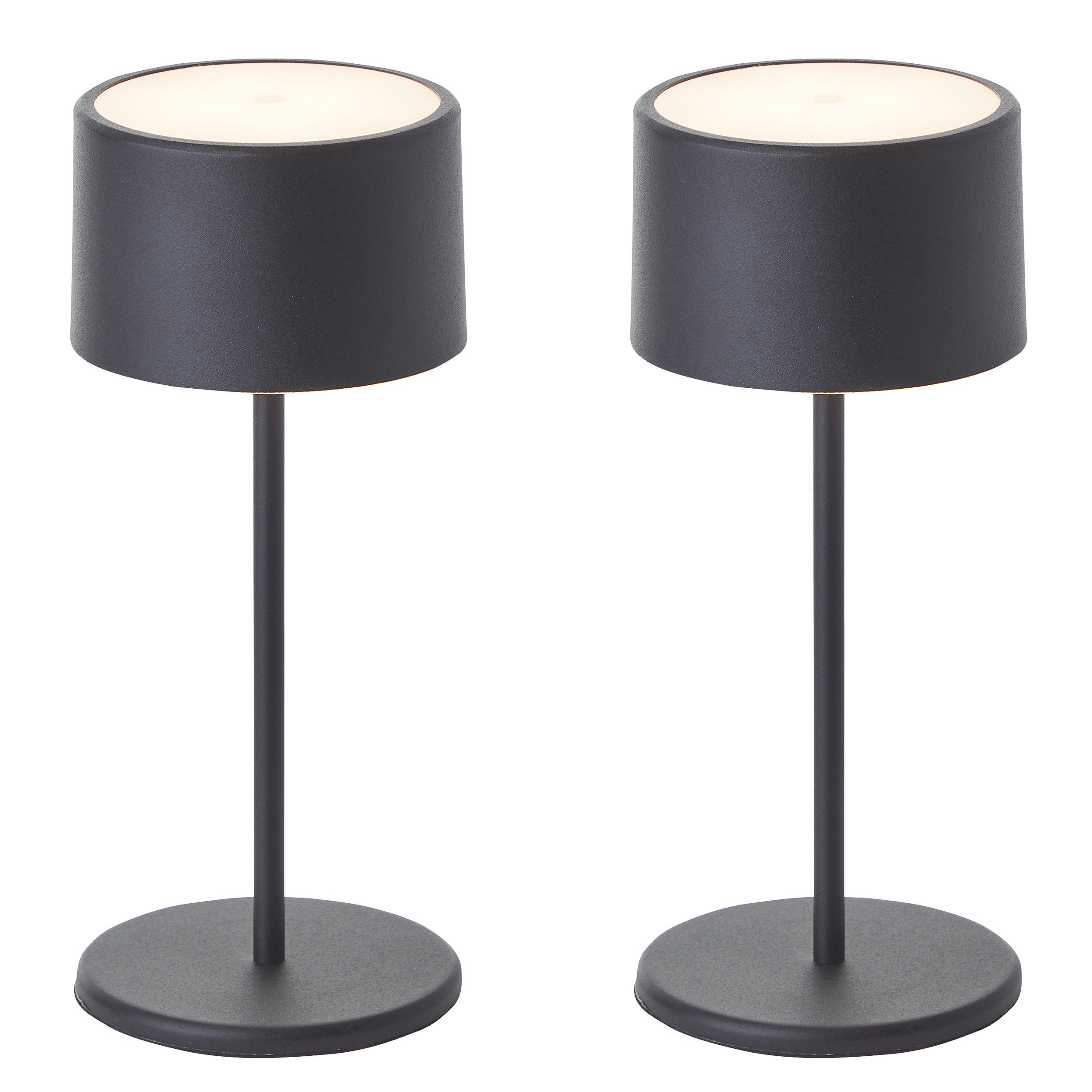 OTTO home Tischleuchte Dreell, Akkuleuchte, Dimmfunktion, LED fest integriert, Warmweiß, 2er Set, 210 lm, Touchdimmer, 3000 K, H 21 cm