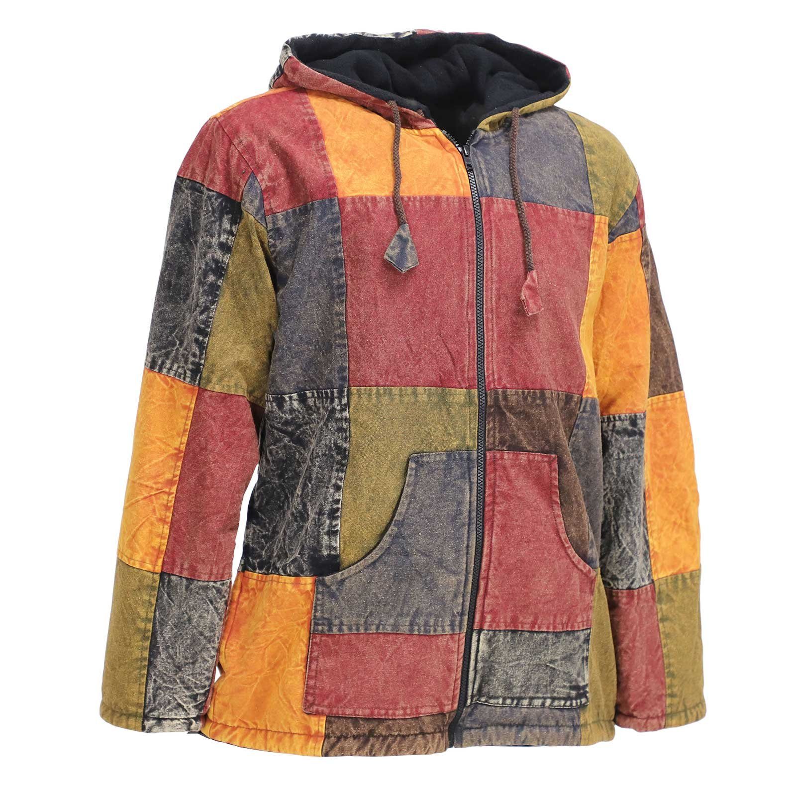 KUNST UND MAGIE Kapuzenfleecejacke Patchwork Jacke Baja Hoodie alternativ Kapuzenjacke +Fleecefutter Fair