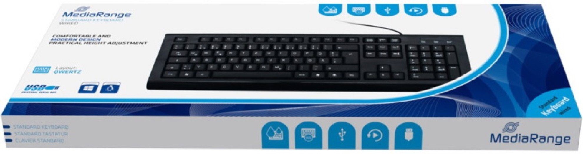 Mediarange Tastatur mit Kabel Keyboard QWERTZ kabelgebunden schwarz MROS101 Tastatur