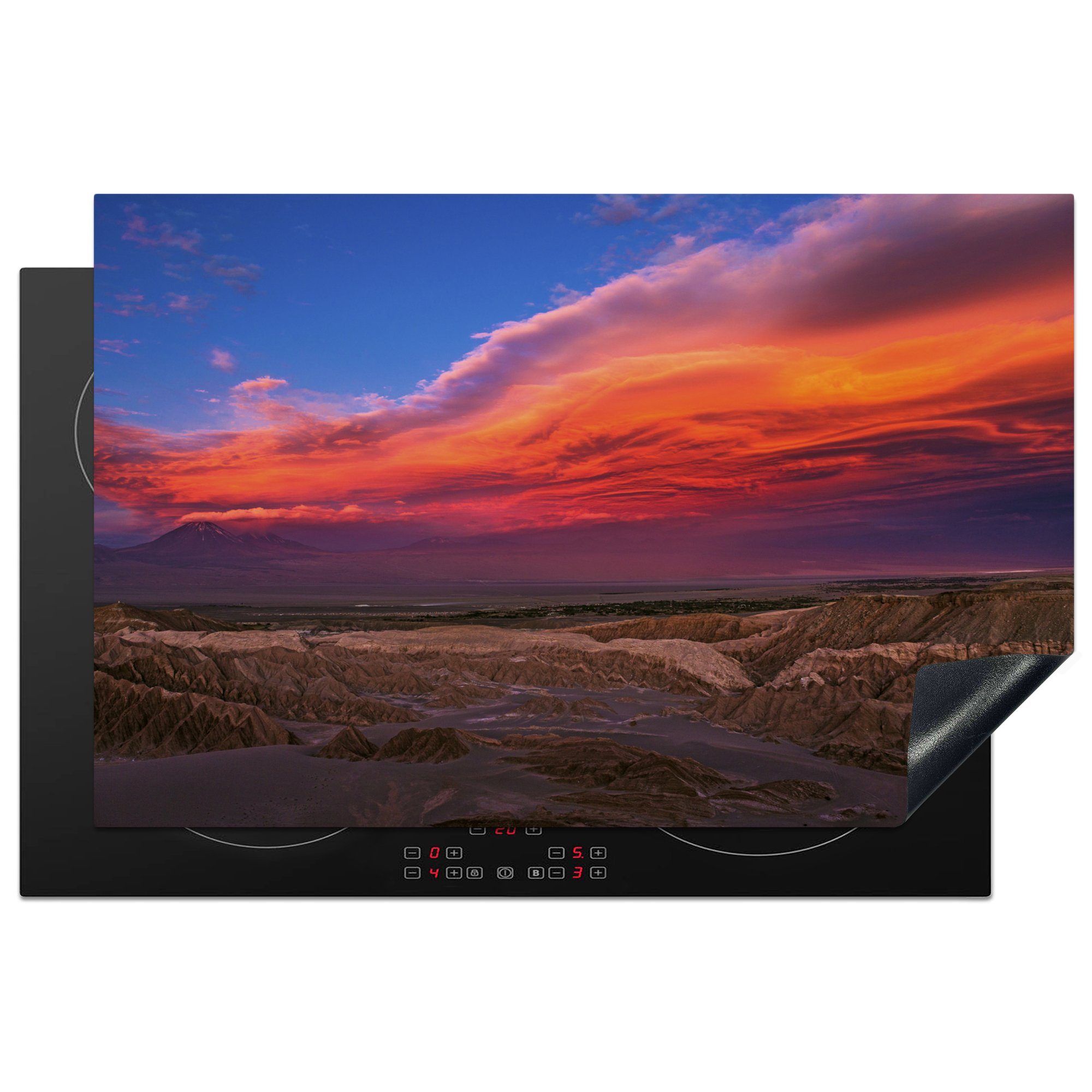 MuchoWow Herdblende-/Abdeckplatte Sonnenaufgang in der Atacama-Wüste, Vinyl, (1 tlg), 81x52 cm, Induktionskochfeld Schutz für die küche, Ceranfeldabdeckung