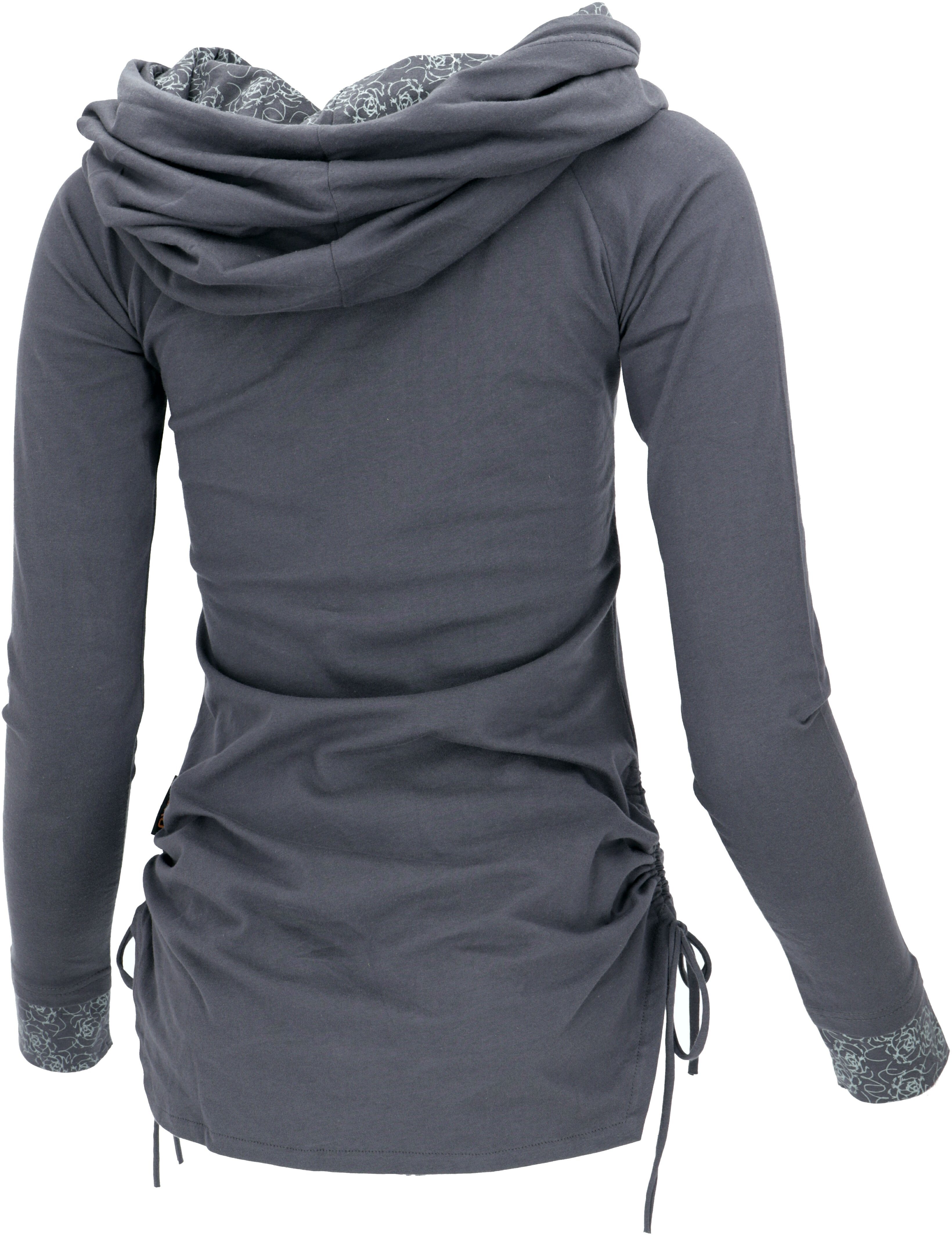 Guru-Shop Longsleeve blaugrau alternative Boho aus Bekleidung Shirt.. Bio-Baumwolle, Longshirt