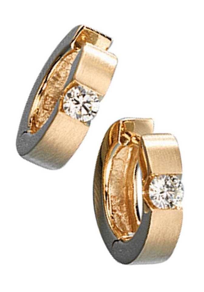 JOBO Paar Creolen Ohrringe mit Diamanten, 585 Gold