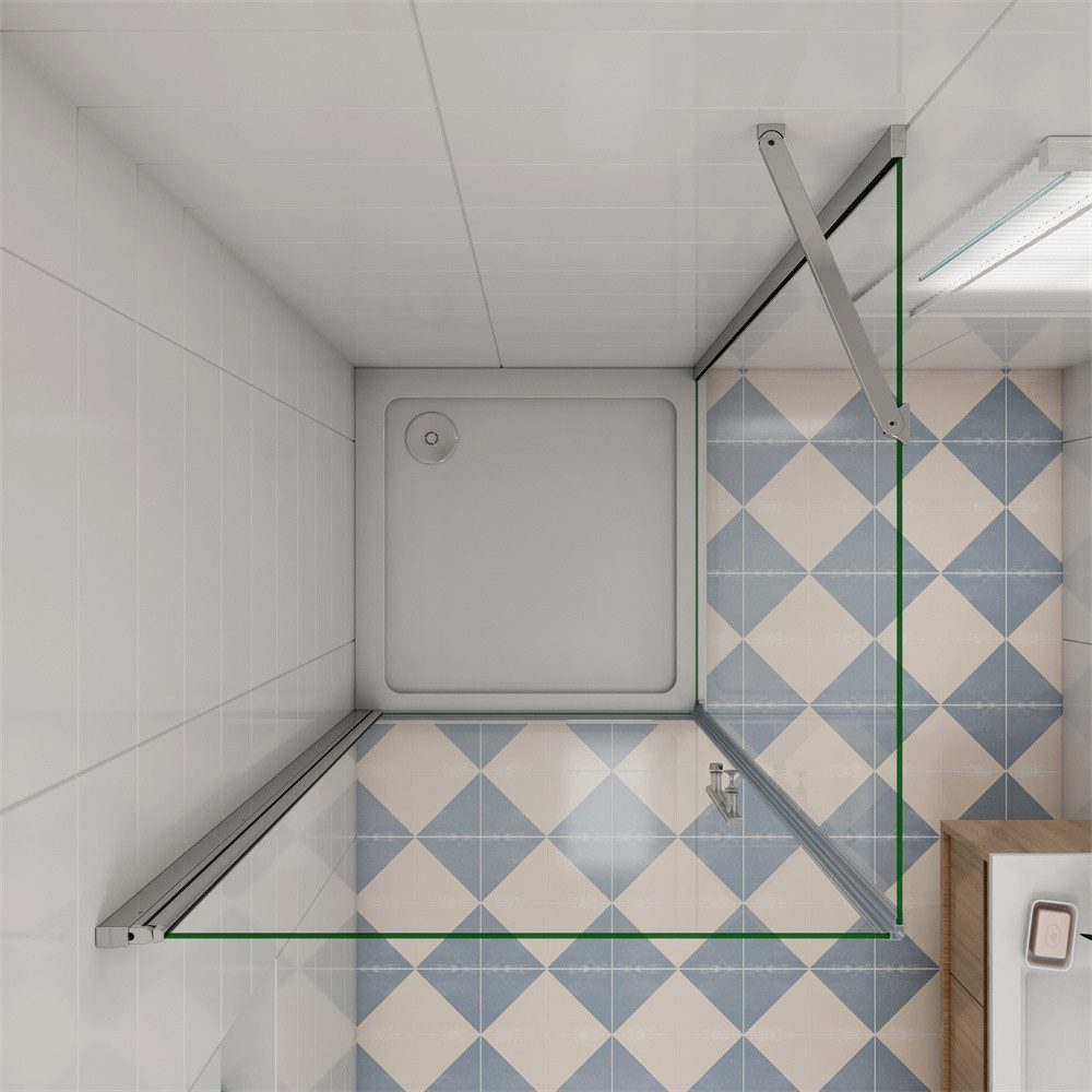 AICA Dusch-Einflügeltür 195cm Drehtür Nano ESG Klarglas Duschtür mit Seitenwand Duschkabine, 70x195 cm, (Set) NanoGlas