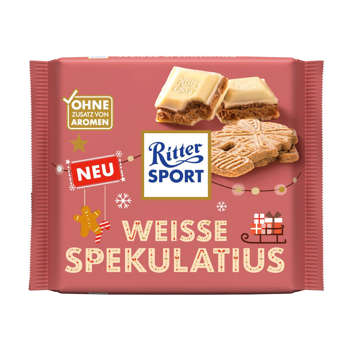 Ritter SPORT Schokolade, Ritter Sport Weisse Spekulatius gefüllte weiße Schokolade Packung 100g