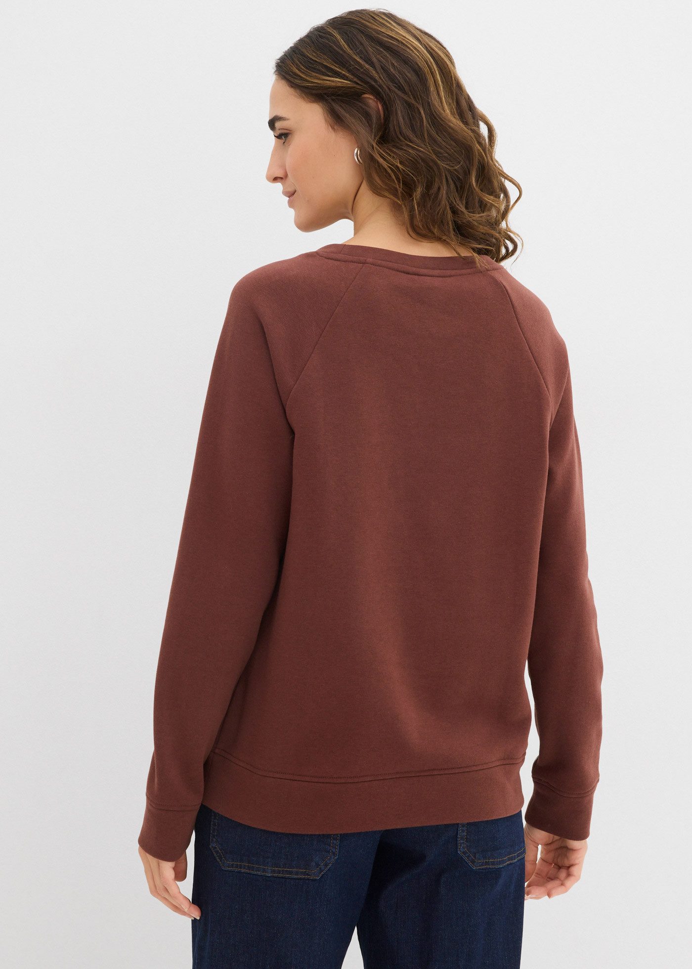 bonprix Sweatshirt klassischer Rundhalsausschnitt, bequeme Passform, ohne Verschluss