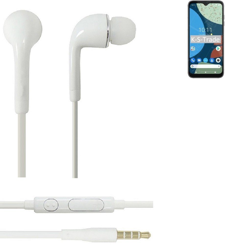 K-S-Trade für Fairphone 4 In-Ear-Kopfhörer (Kopfhörer Headset mit Mikrofon u Lautstärkeregler weiß 3,5mm)