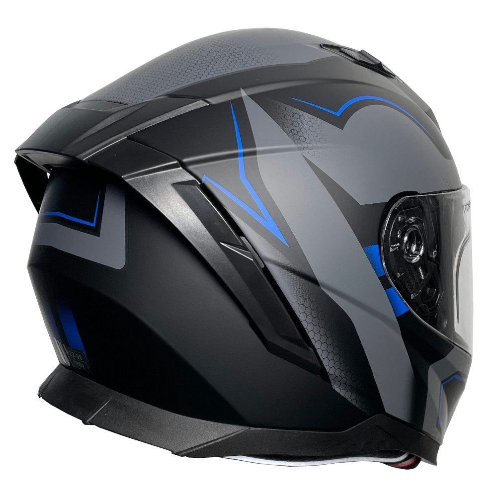 RALLOX Helmets Motorradhelm Integralhelm 69-B Motorradhelm Helm blau grau matt S M L XL, integrierte Sonnenblende – Bild 4 von 5