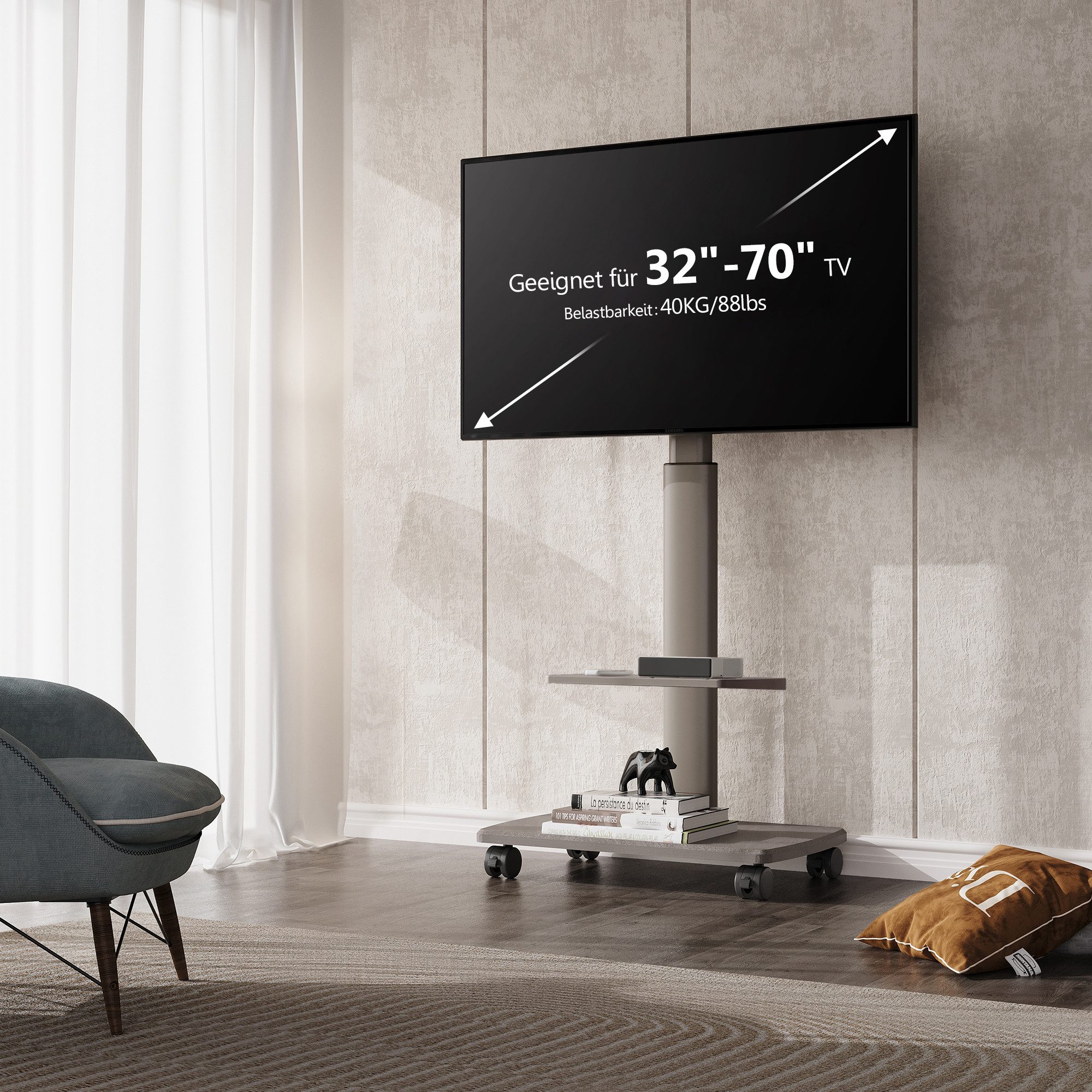 FITUEYES TV-Ständer, (bis 70,00 Zoll, mit Rollen)