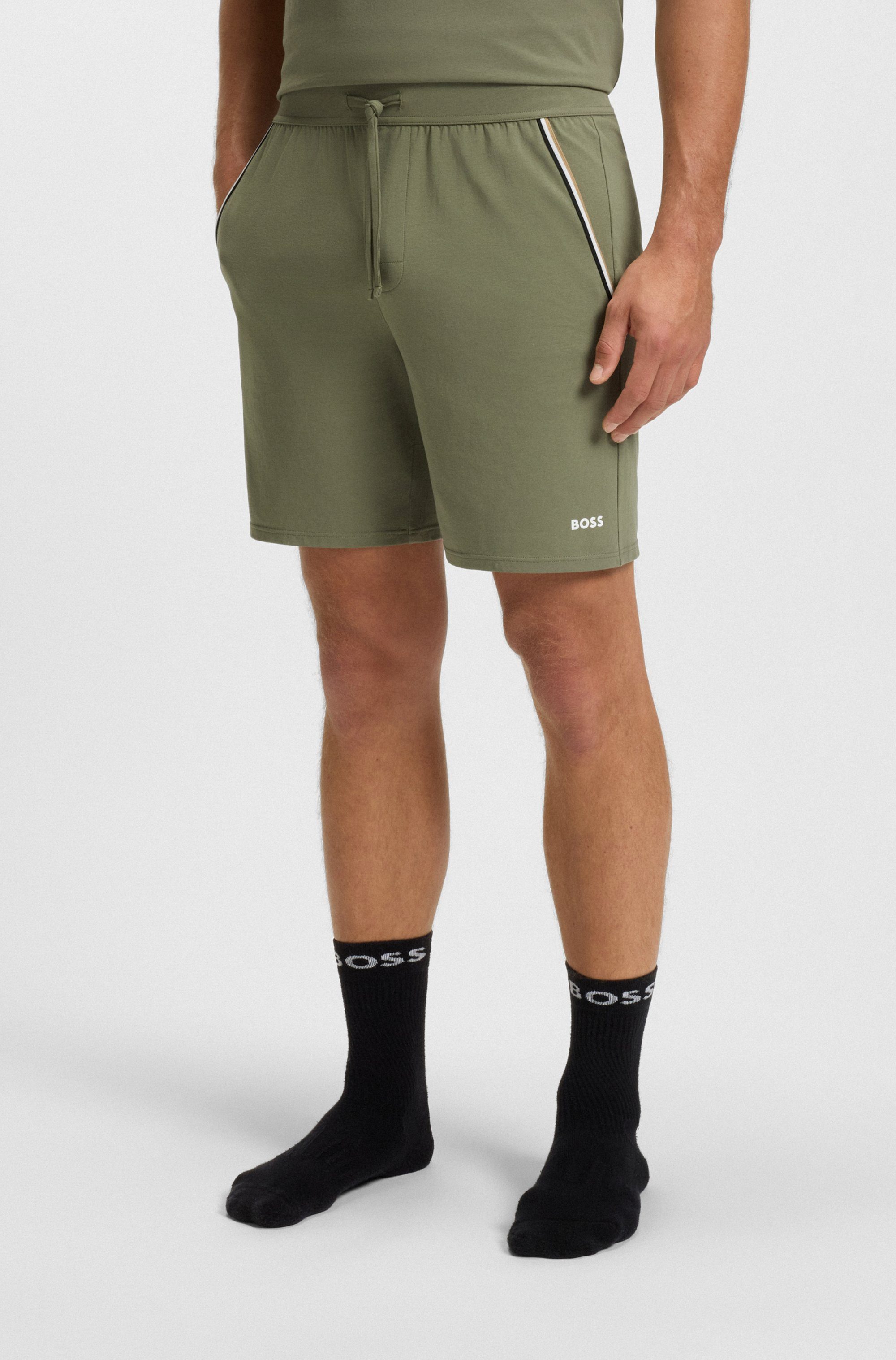 BOSS Pyjamashorts Unique aus elastischer Baumwolle mit Tape-Details günstig online kaufen