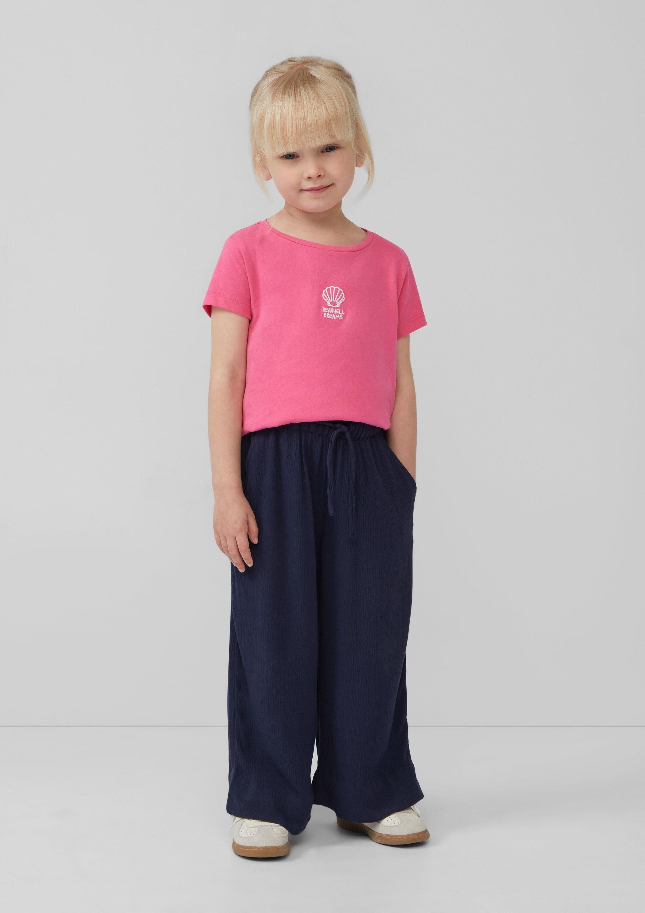 s.Oliver Culotte Hose Wide-Leg-Hose aus crinkled Viskose mit Elastikbund