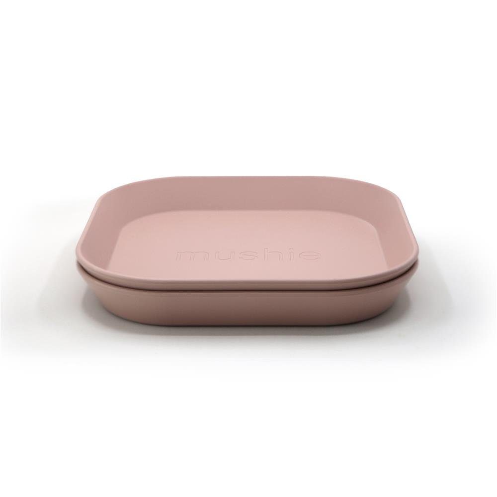 Mushie Тарелки-Set Quadratisch Blush, 2er Set, aus Kunststoff, BPA-frei, Тарелка обеденная, Kinderteller, Rosa