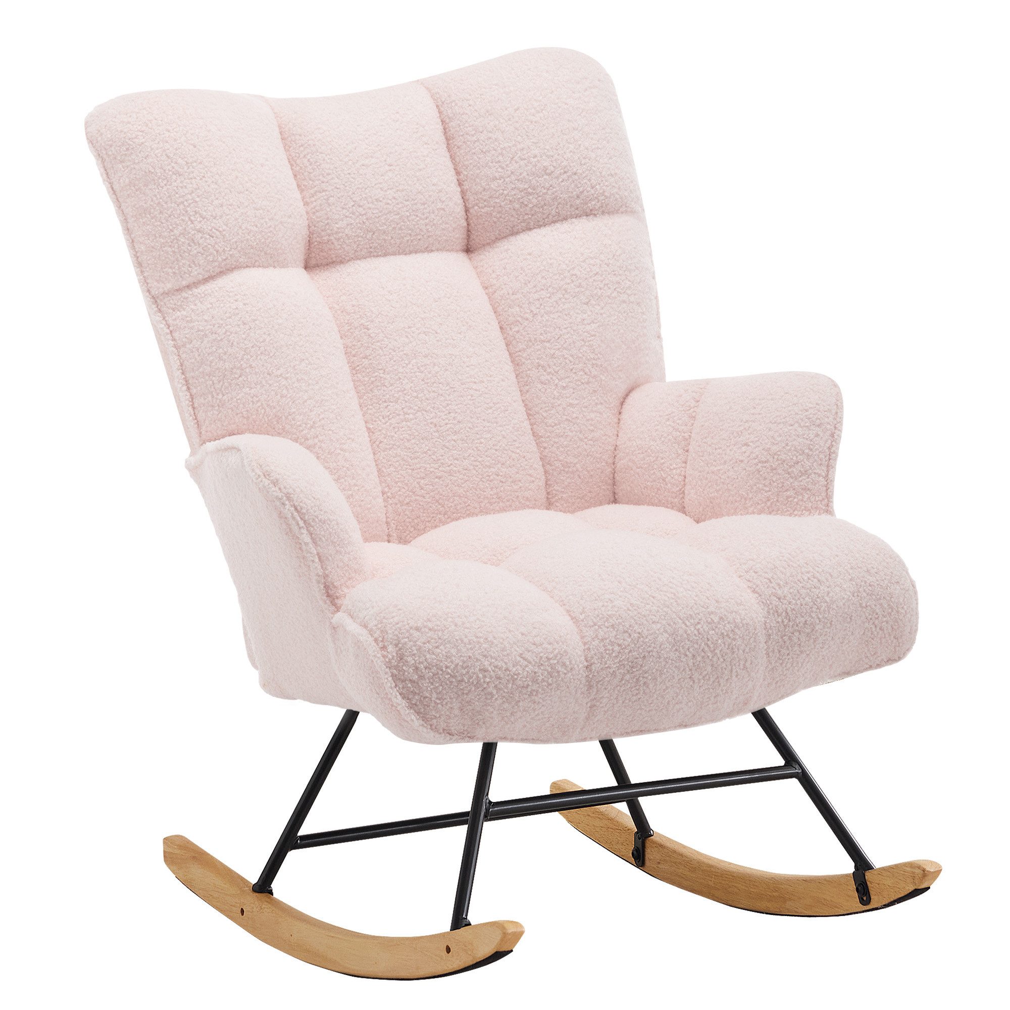 Aunekiv Schaukelstuhl Moderner Relaxsessel & Schaukelsessel in Teddyplüsch-Optik (1 St), perfekt als Stillstuhl & Lesesessel für Wohn- und Babyzimmer
